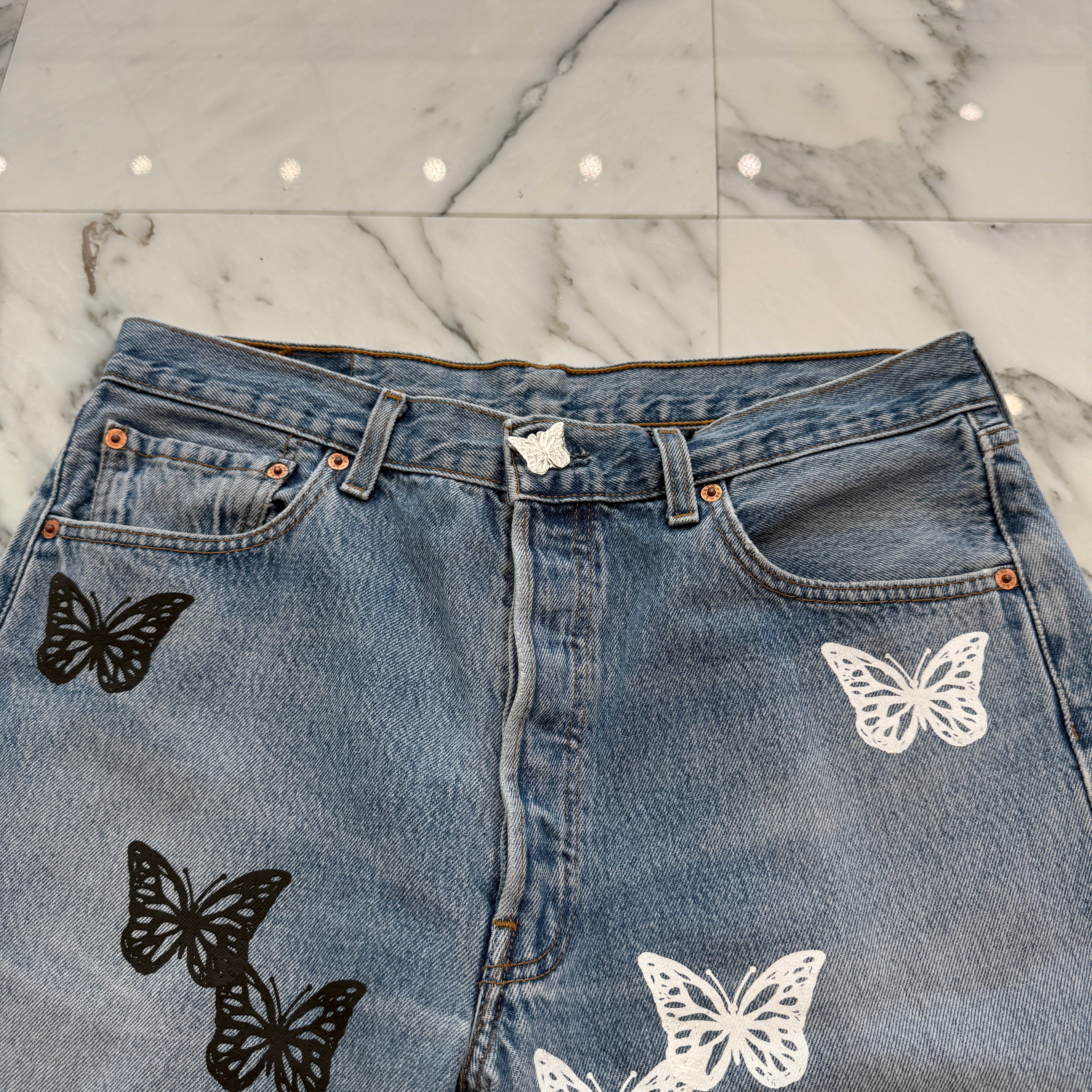 ABOUT DREAMS Butterfly Denim Shorts アバウトドリームズ バタフライ デニムショーツ