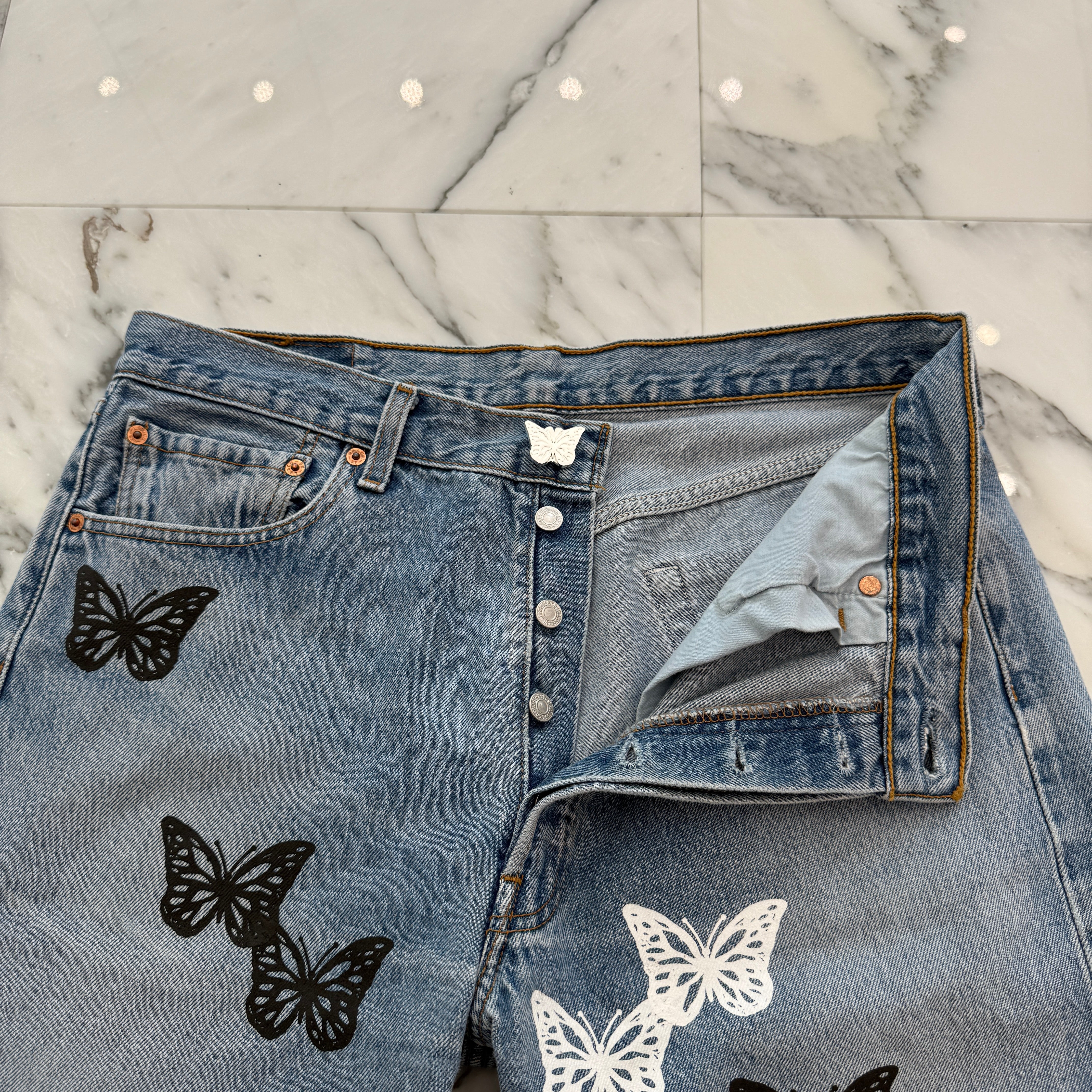 ABOUT DREAMS Butterfly Denim Shorts アバウトドリームズ バタフライ デニムショーツ