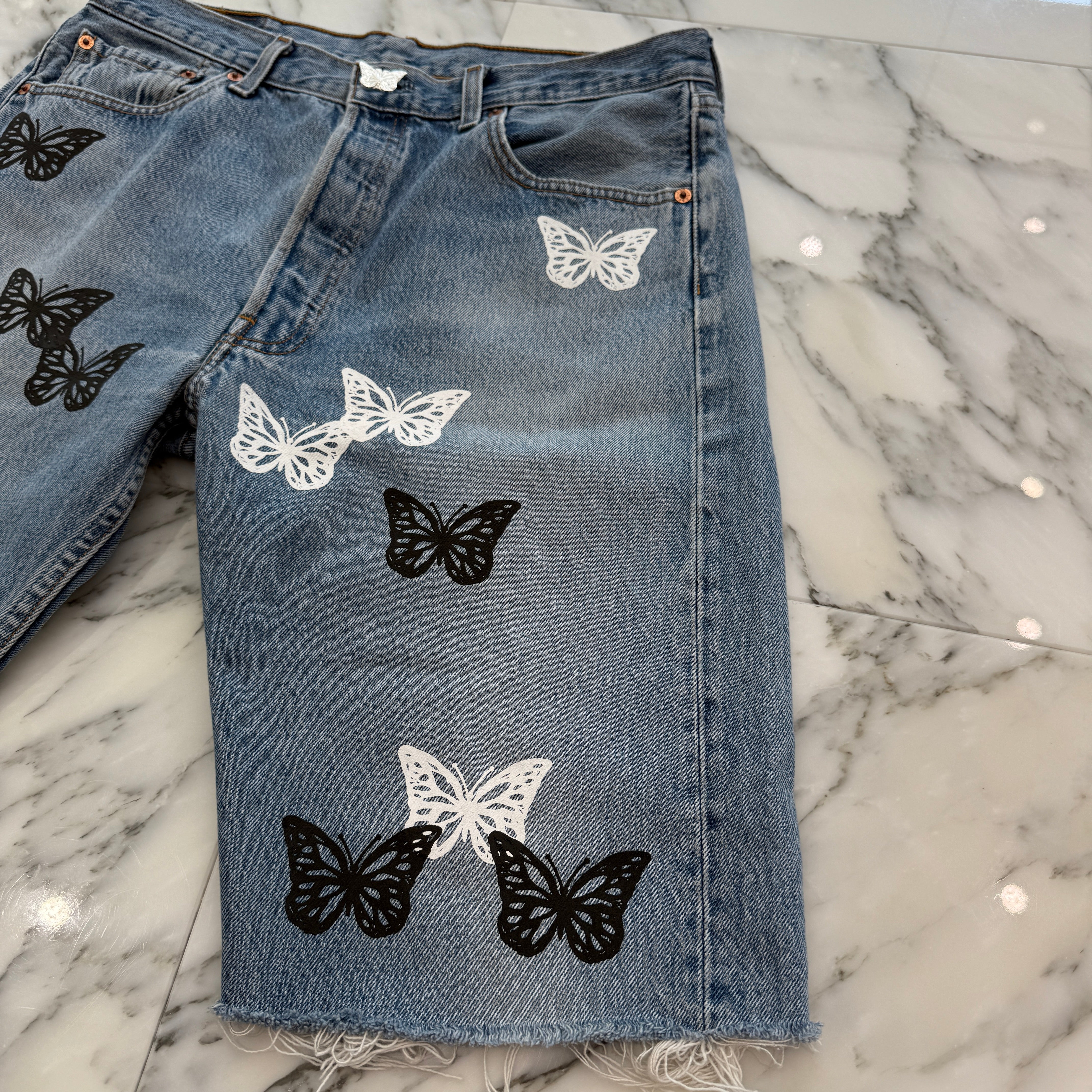 ABOUT DREAMS Butterfly Denim Shorts アバウトドリームズ バタフライ デニムショーツ