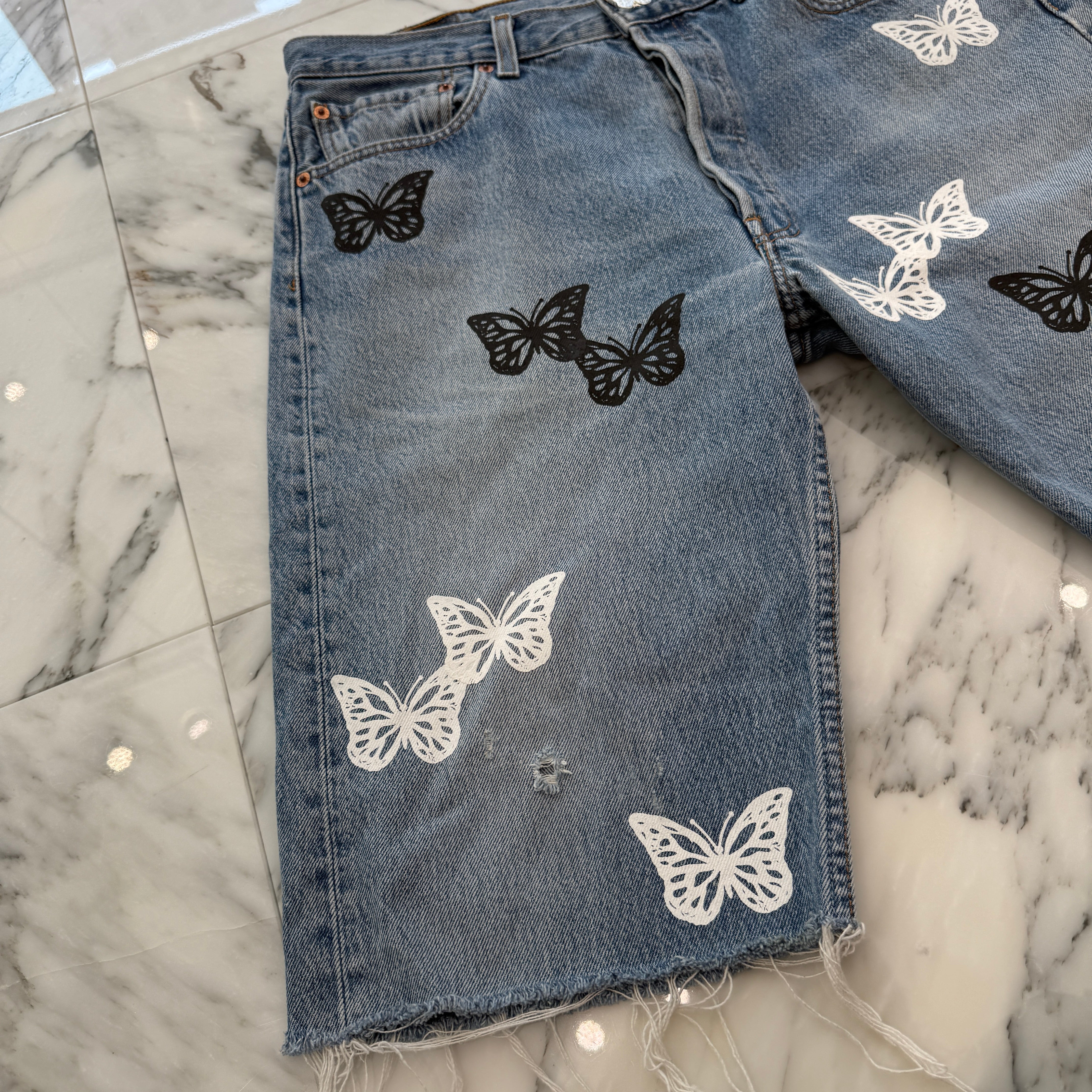 ABOUT DREAMS Butterfly Denim Shorts アバウトドリームズ バタフライ デニムショーツ