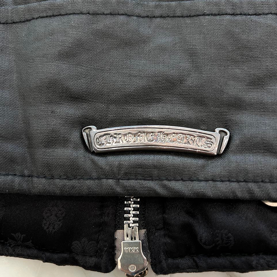 CHROME HEARTS Carmalita Fleury Leather Cross Patch Zip Up Jacket Size S クロムハーツ カルマニータ フレアニー レザークロスパッチ ジップアップジャケット サイズS