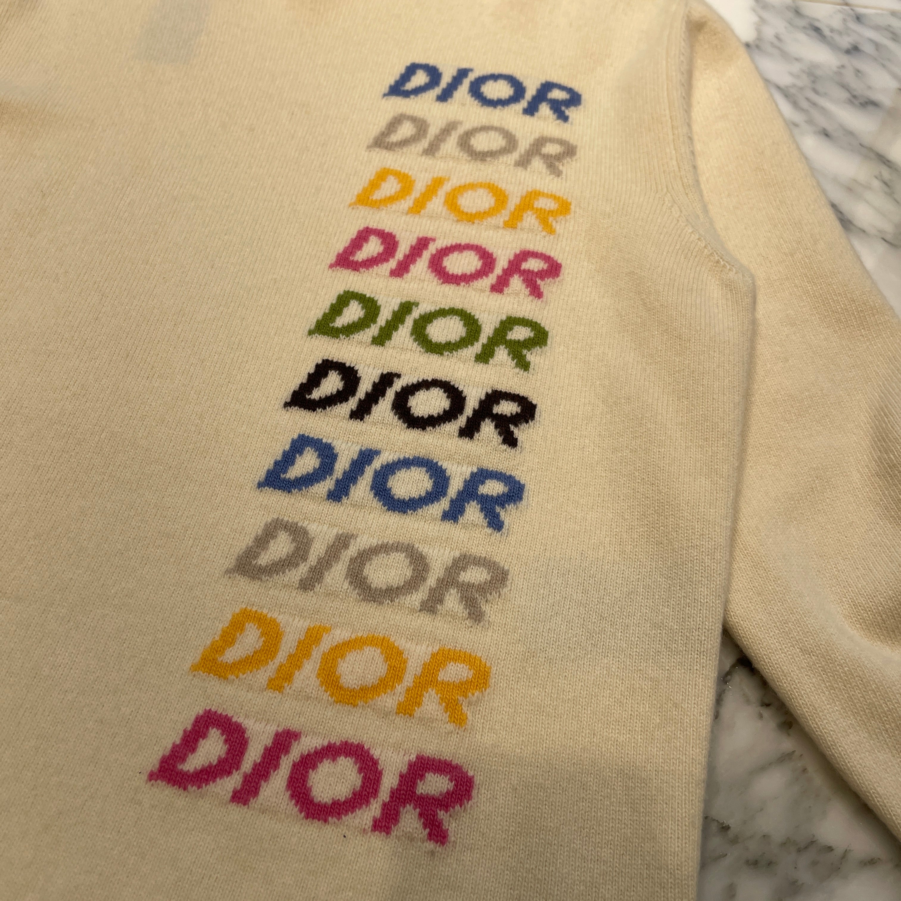 DIOR 2024SS Wool And Cashmere Inlaid Knit Sweater 413M649T774 Size M ディオール ウール&カシミヤ インレイド ニットセーター サイズM