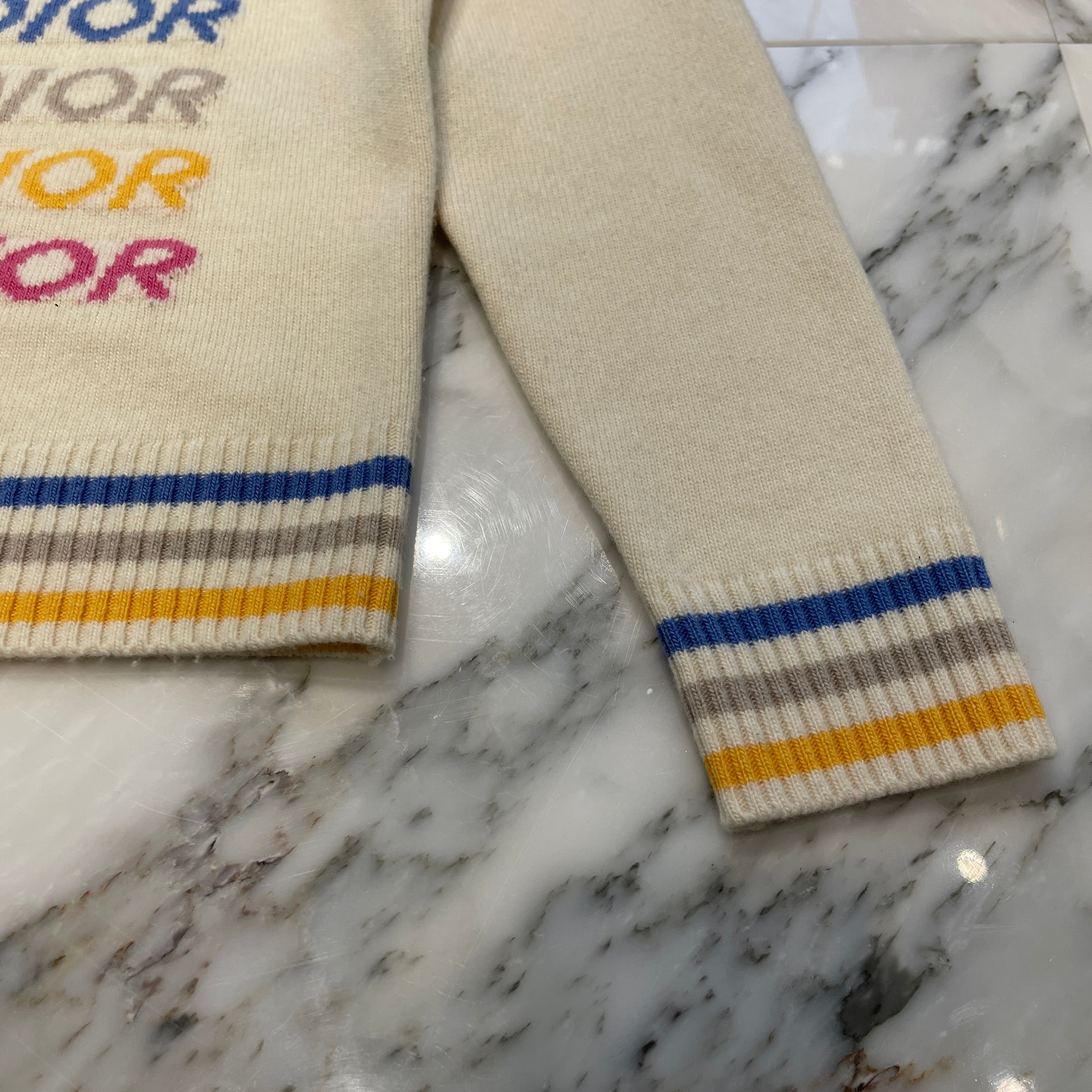 DIOR 2024SS Wool And Cashmere Inlaid Knit Sweater 413M649T774 Size M ディオール ウール&カシミヤ インレイド ニットセーター サイズM