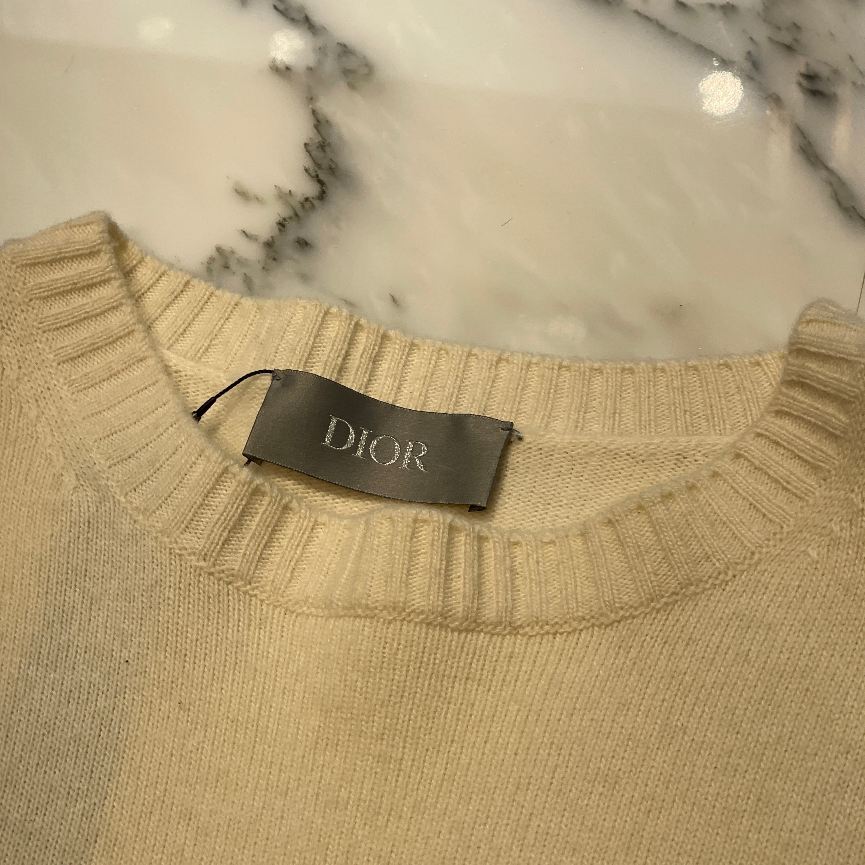DIOR 2024SS Wool And Cashmere Inlaid Knit Sweater 413M649T774 Size M ディオール ウール&カシミヤ インレイド ニットセーター サイズM