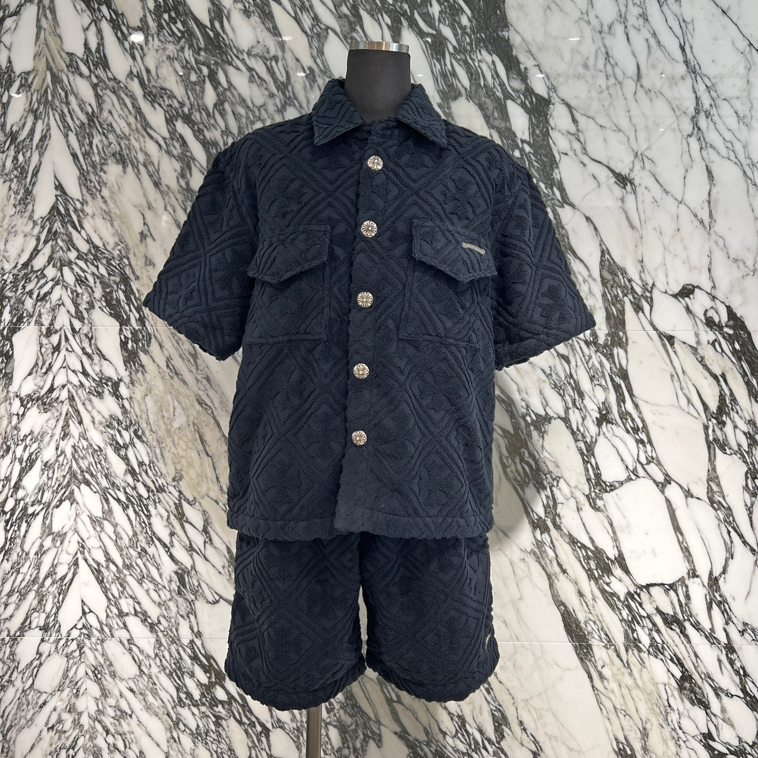 CHROME HEARTS Y NOT CH Plus Pattern Pile Terry Shirt / Shorts Set Up Size S クロムハーツ ワイノット CHプラス総柄 パイル地 テリー シャツ/ショーツ セットアップ サイズS