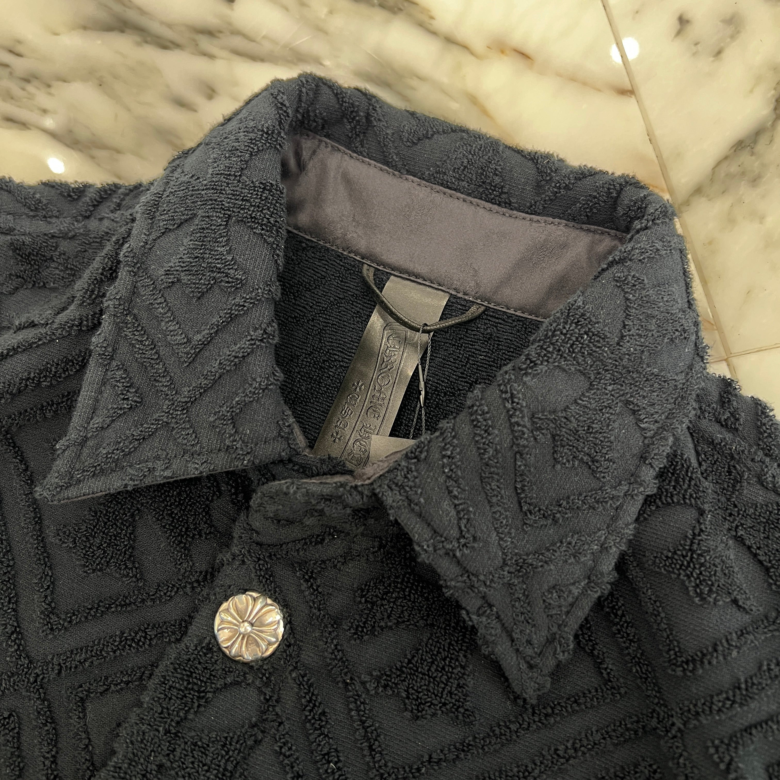 CHROME HEARTS Y NOT CH Plus Pattern Pile Terry Shirt Size L クロムハーツ ワイノット CHプラス総柄 パイル地 テリー シャツ サイズL