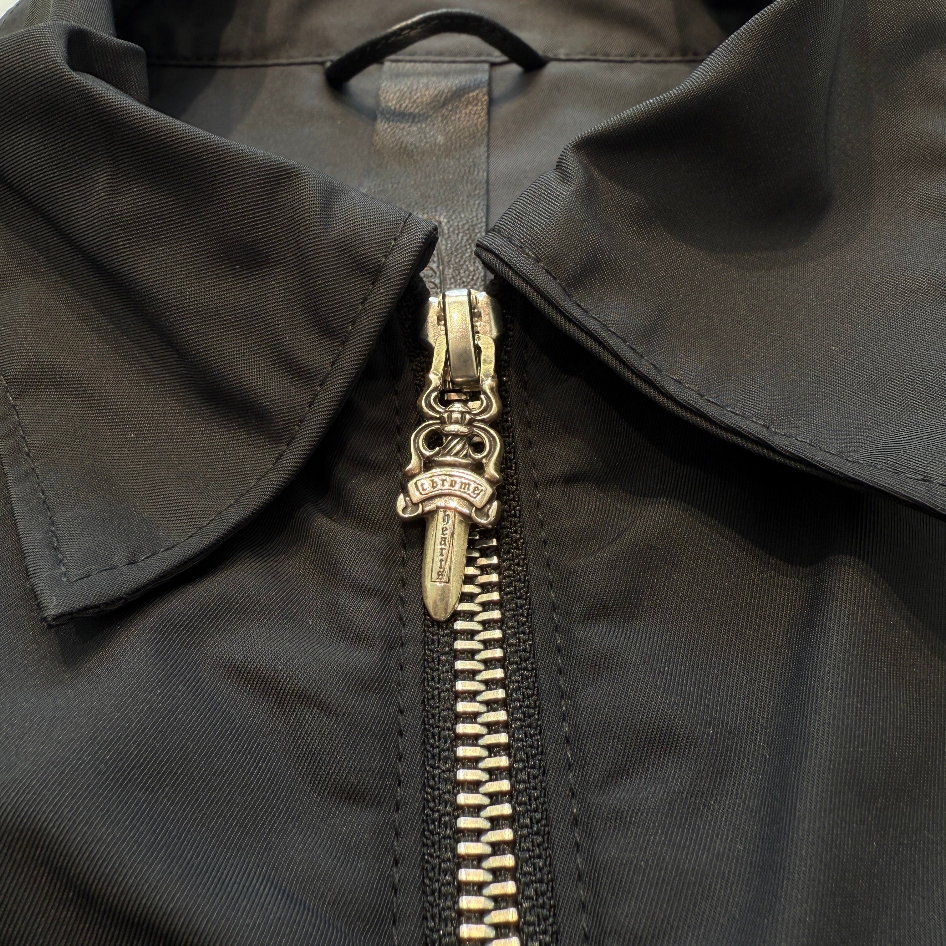 CHROME HEARTS Y NOT Carpenter Leather Pocket Nylon Zip Shirt Size