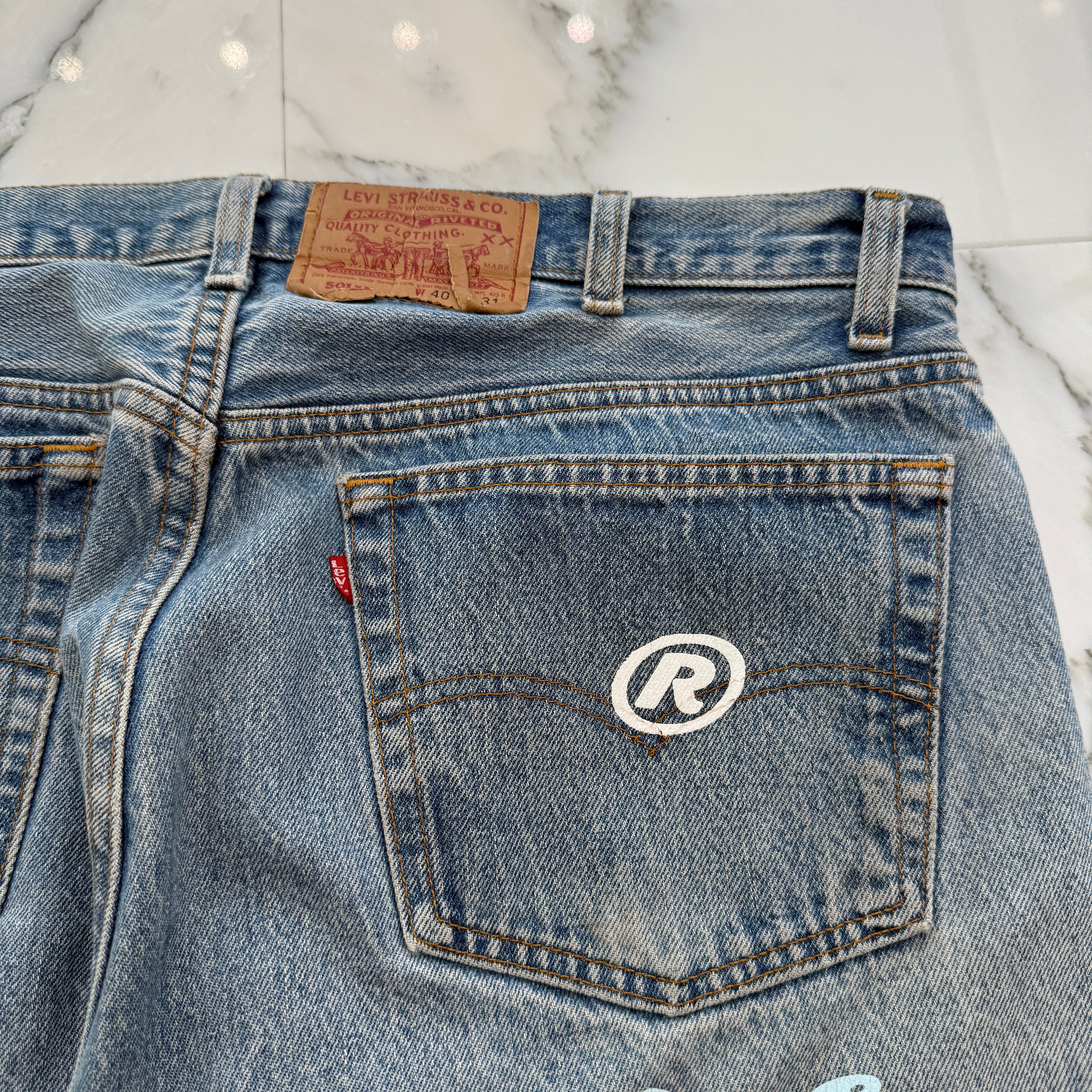 ABOUT DREAMS Butterfly Jeans Size W40×L31 アバウトドリームズ バタフライジーンズ インディゴ×ブラック×ブルー サイズW40×L31