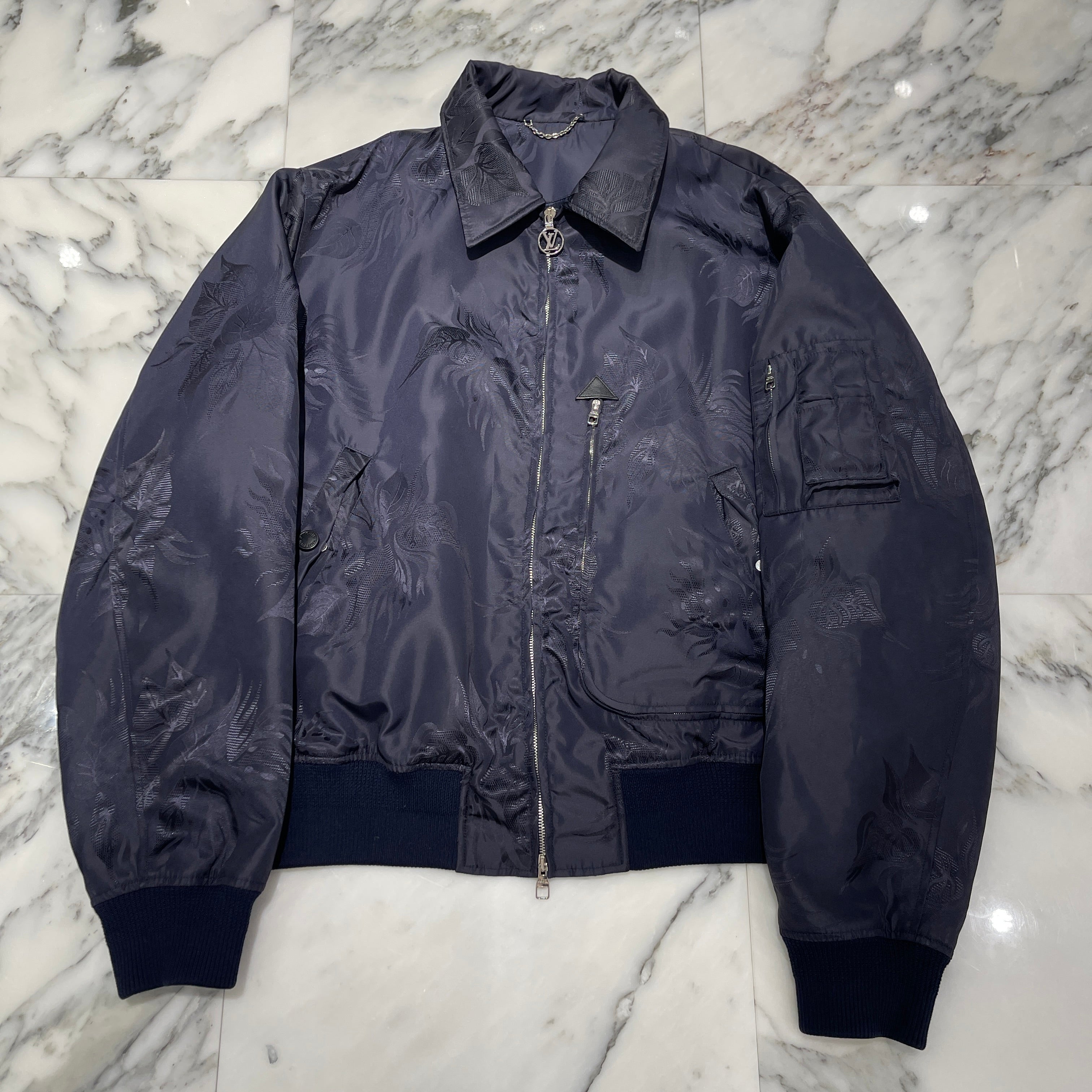 LOUIS VUITTON Leaf Pattern Nylon Zip Up Jacket HEB25WFKH Size 56 ルイヴィトン リーフパターンナイロンジップアップジャケット サイズ56