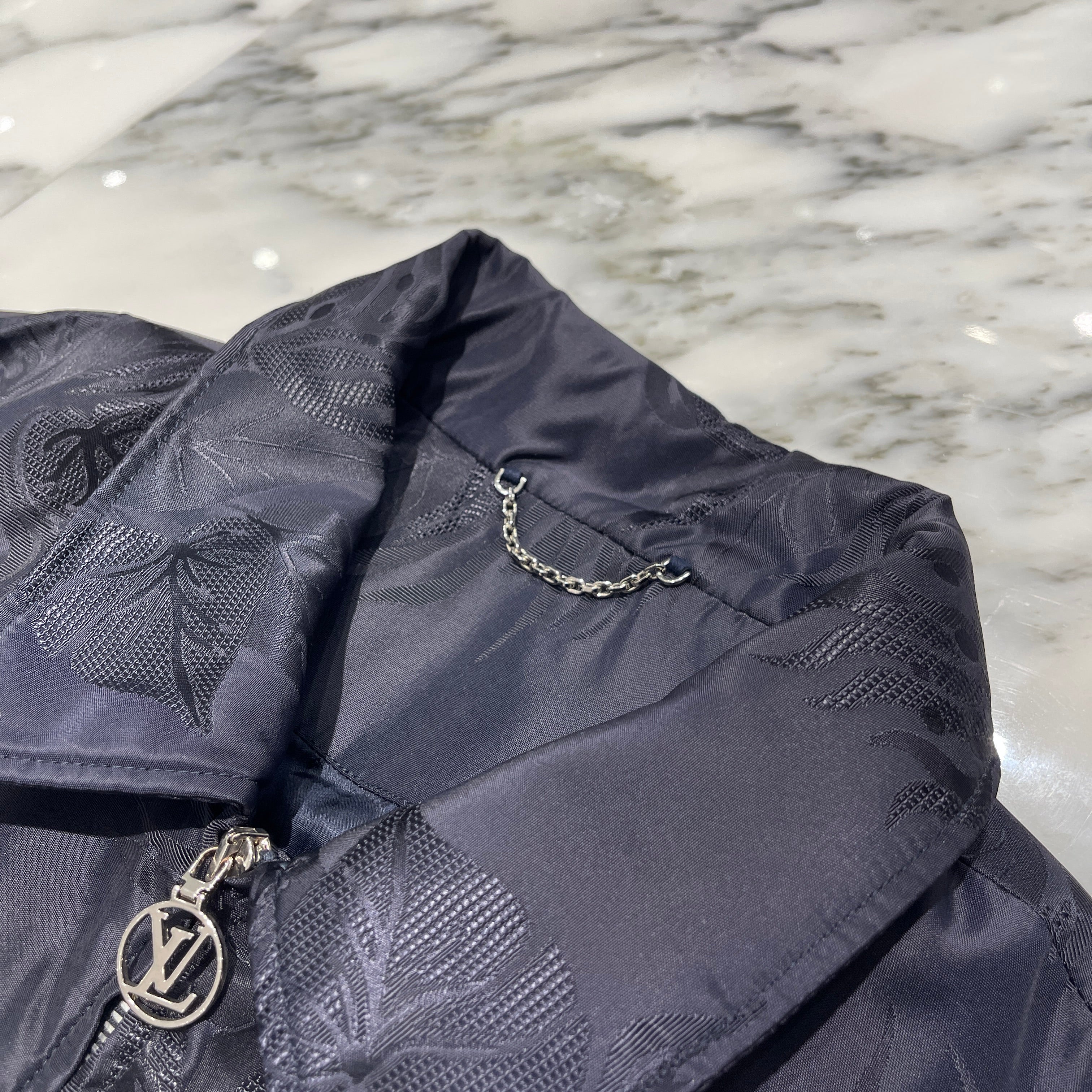 LOUIS VUITTON Leaf Pattern Nylon Zip Up Jacket HEB25WFKH Size 56 ルイヴィトン リーフパターンナイロンジップアップジャケット サイズ56