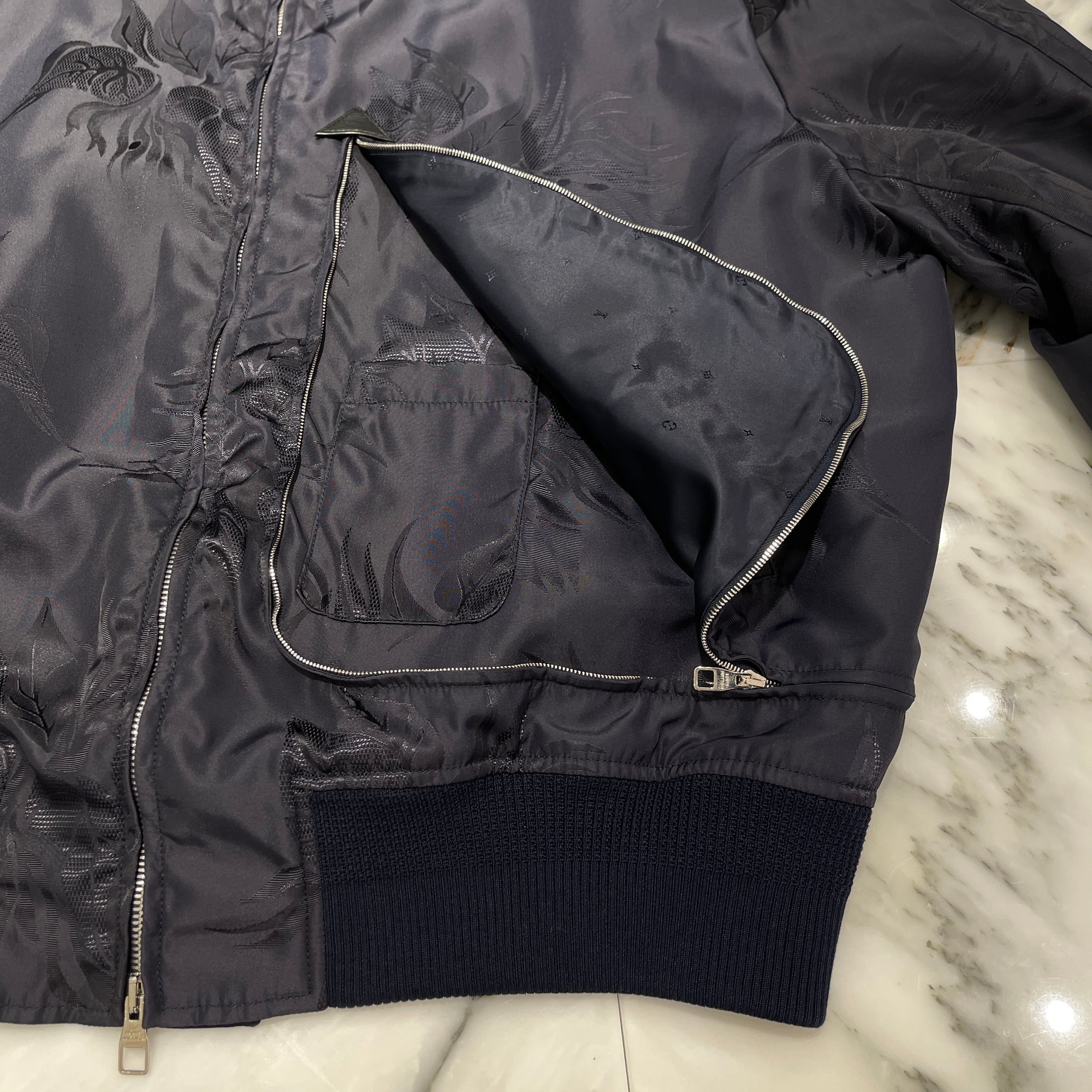 LOUIS VUITTON Leaf Pattern Nylon Zip Up Jacket HEB25WFKH Size 56 ルイヴィトン リーフパターンナイロンジップアップジャケット サイズ56