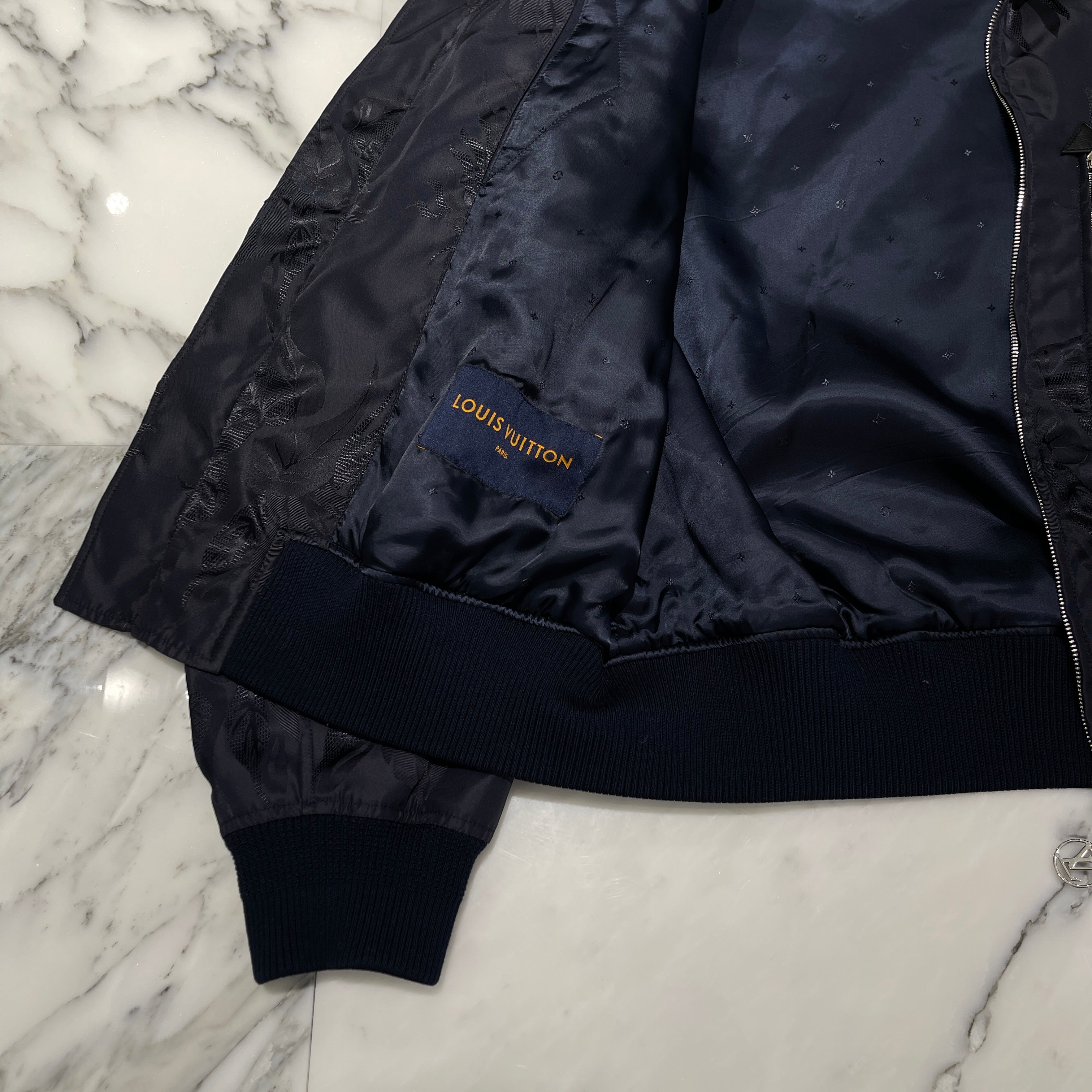 LOUIS VUITTON Leaf Pattern Nylon Zip Up Jacket HEB25WFKH Size 56 ルイヴィトン リーフパターンナイロンジップアップジャケット サイズ56