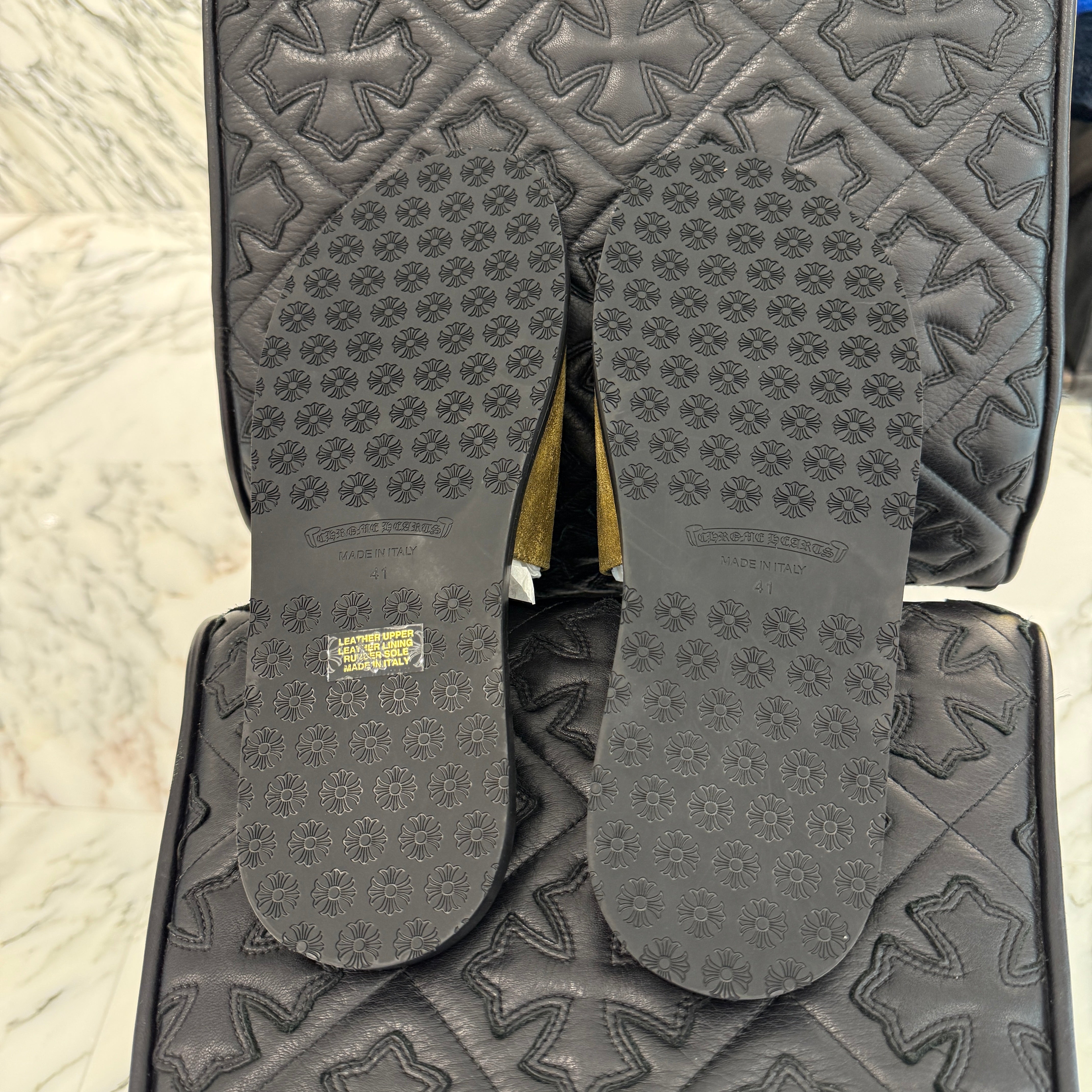 CHROME HEARTS Suede Leather Cross Patch Sandals Size 41 クロムハーツ スエード レザークロスパッチ サンダル サイズ41