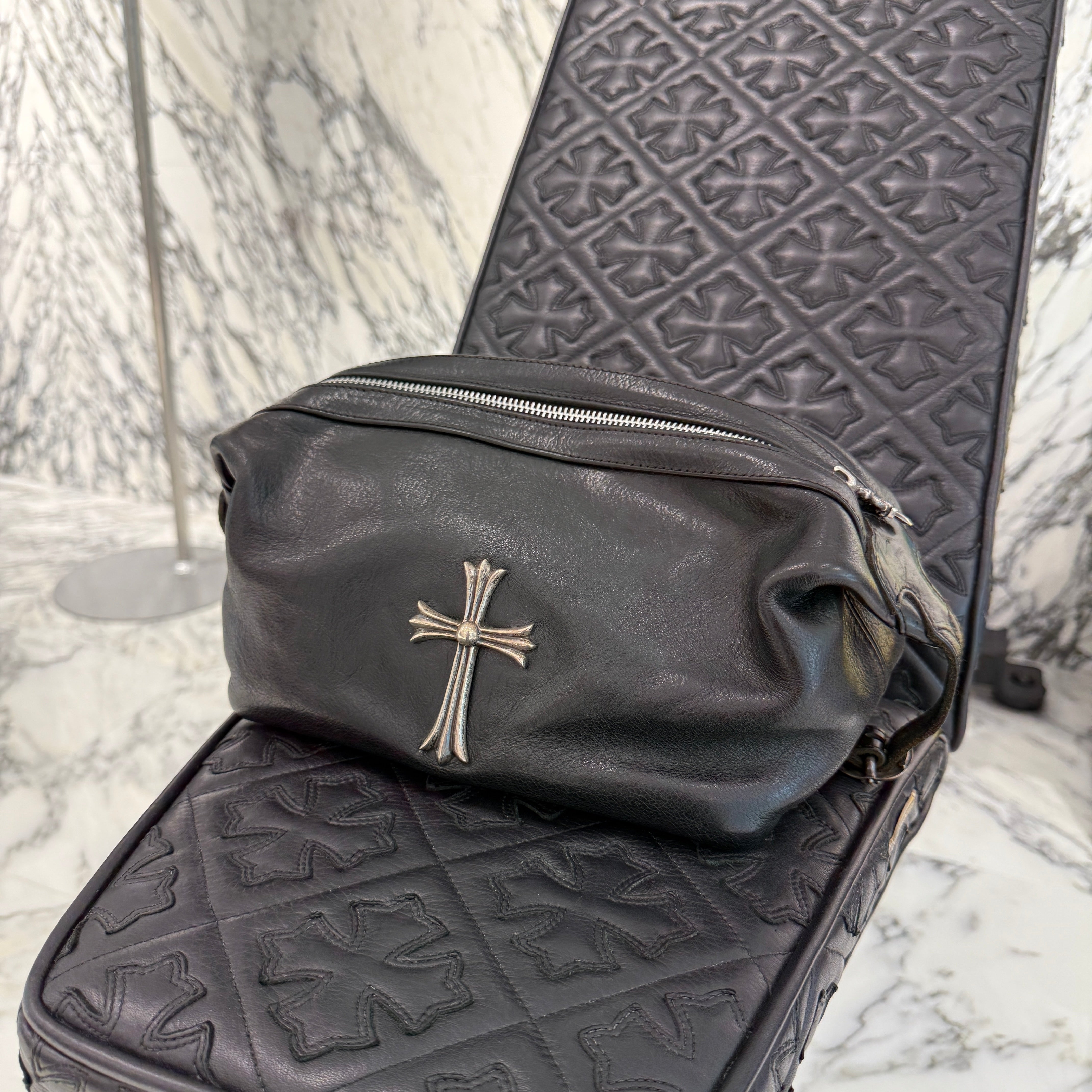 クロムハーツ SHAVING/シェービング レザーハンドバッグ メンズ CHROME HEARTS (クロムハーツ) SHAVING レザーシェービングバッグ