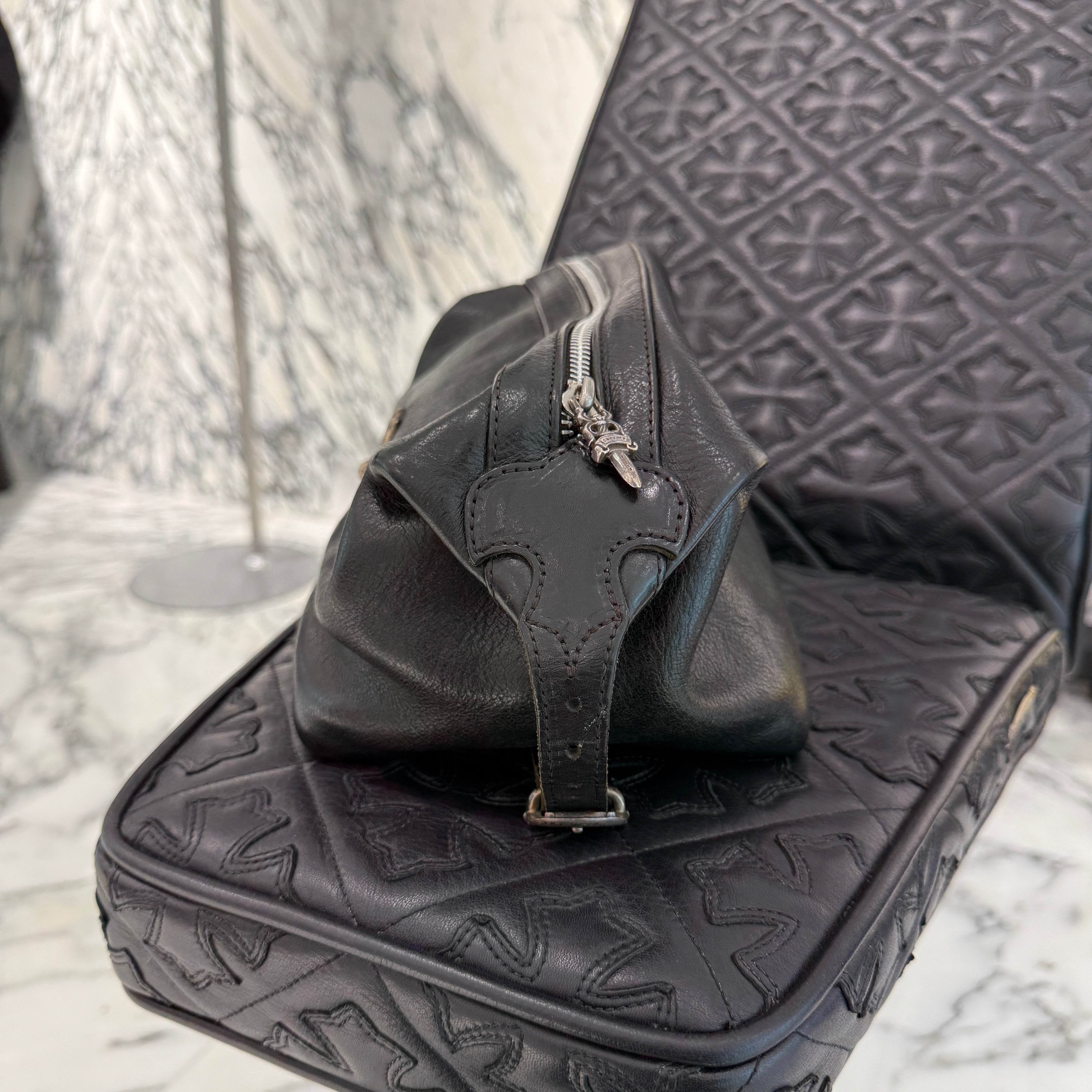 CHROME HEARTS Large Cross Leather Shaving Bag クロムハーツ ラージ