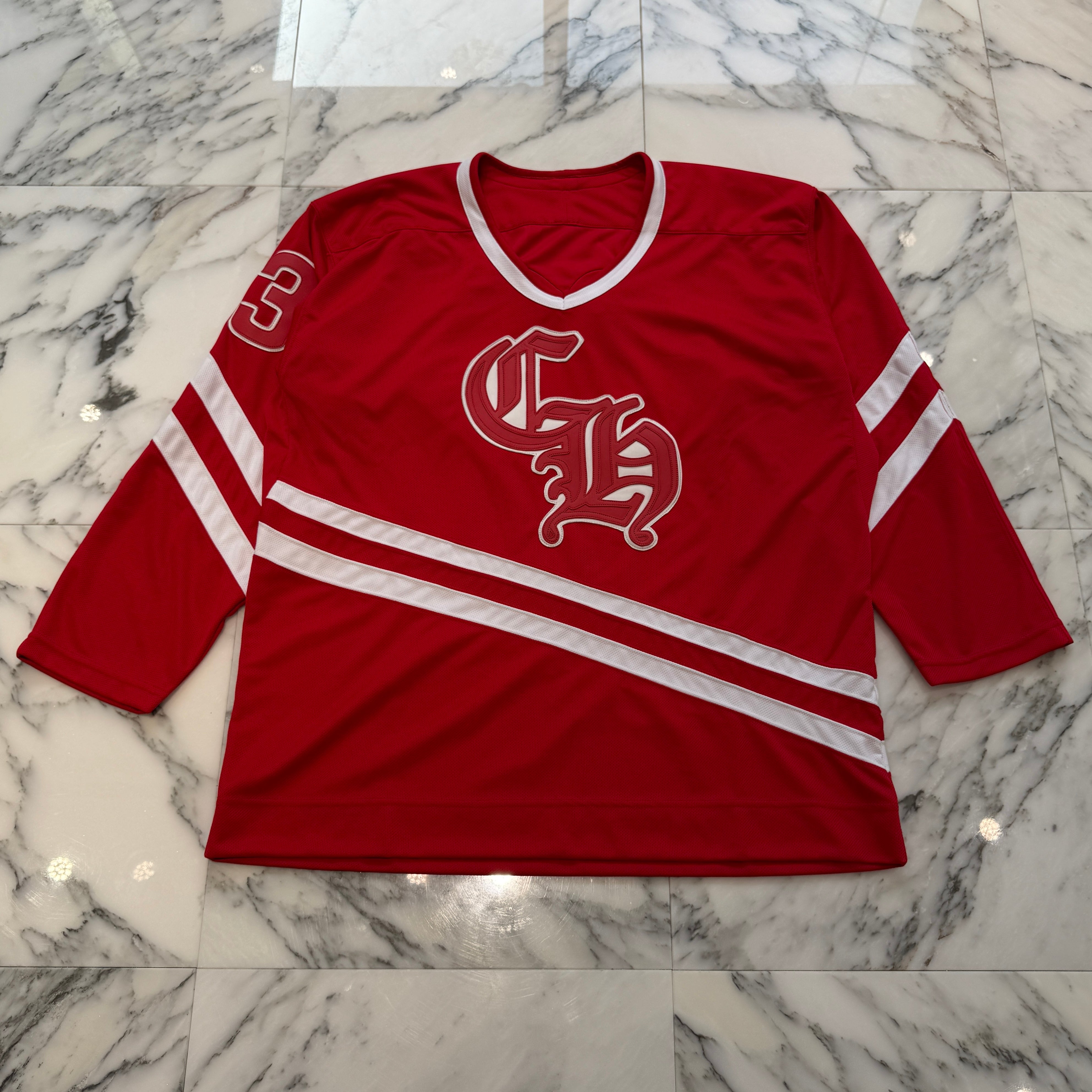 CHROME HEARTS × MATTY BOY Leather Chomper Patch Hockey Jersey Long Sleeve Tee Size M クロムハーツ×マティボーイ レザーチョンパーパッチ ホッケージャージー ロングスリーブTシャツ サイズＭ