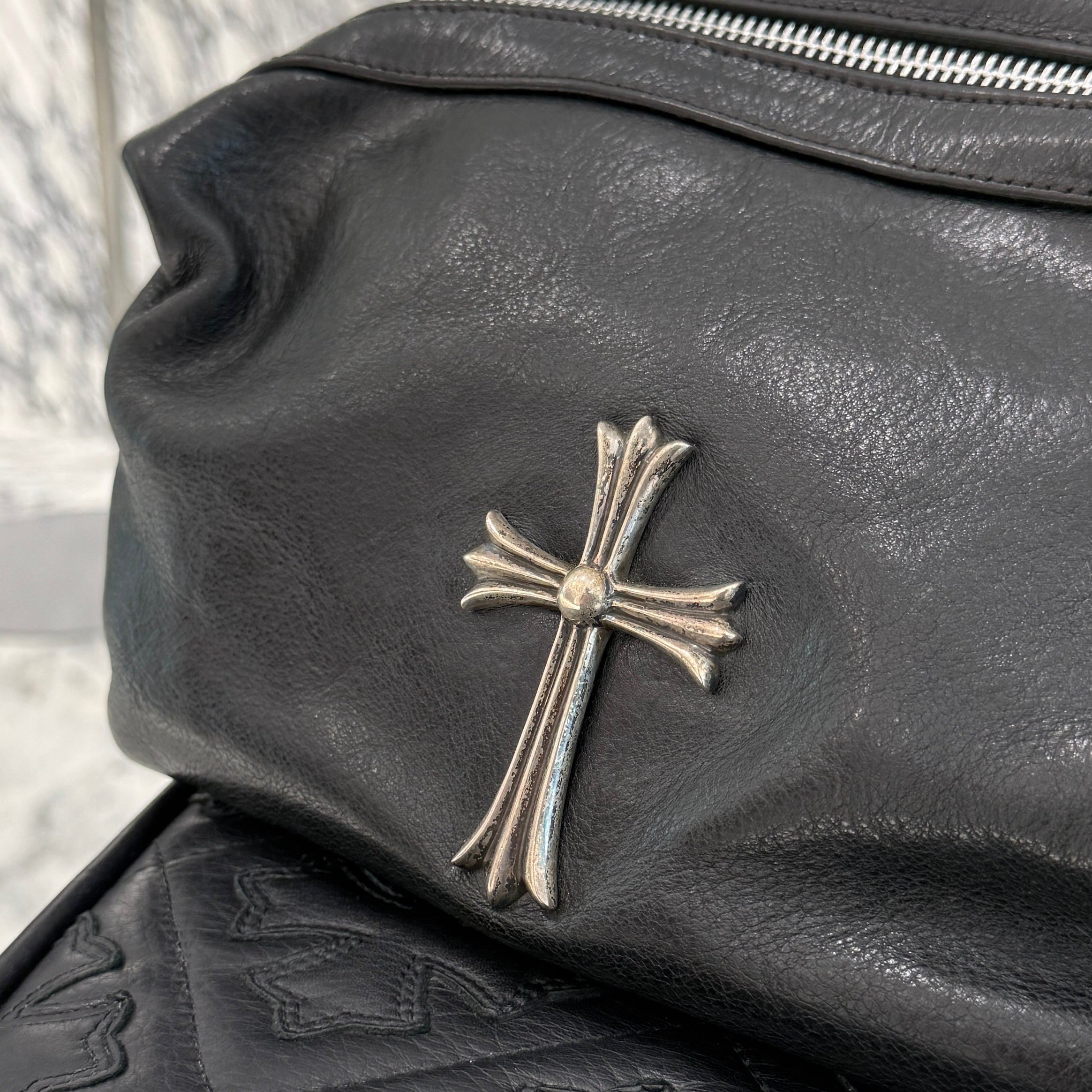 CHROME HEARTS Large Cross Leather Shaving Bag クロムハーツ ラージクロス レザーシェービングバッグ