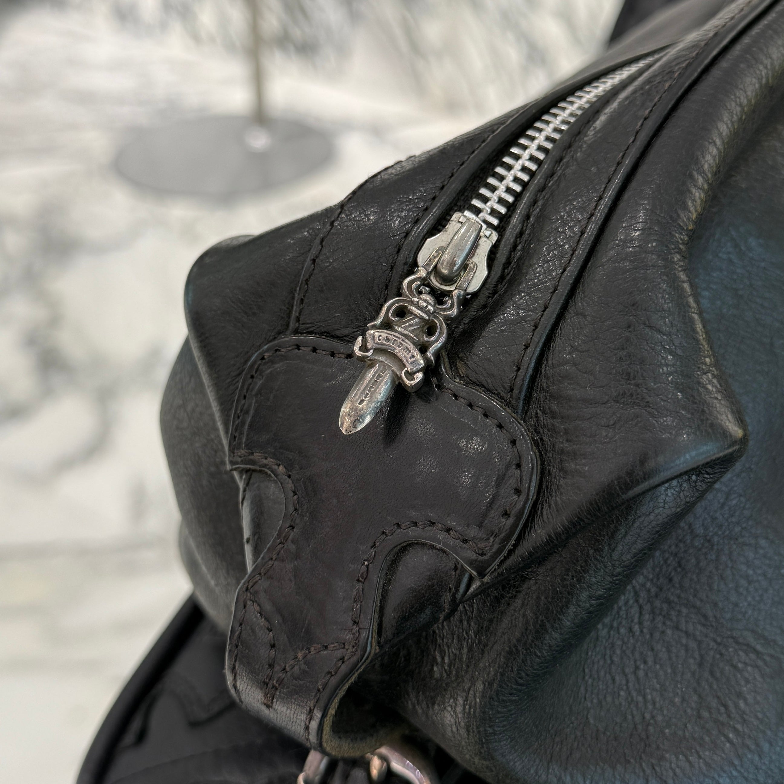 CHROME HEARTS Large Cross Leather Shaving Bag クロムハーツ ラージクロス レザーシェービングバッグ