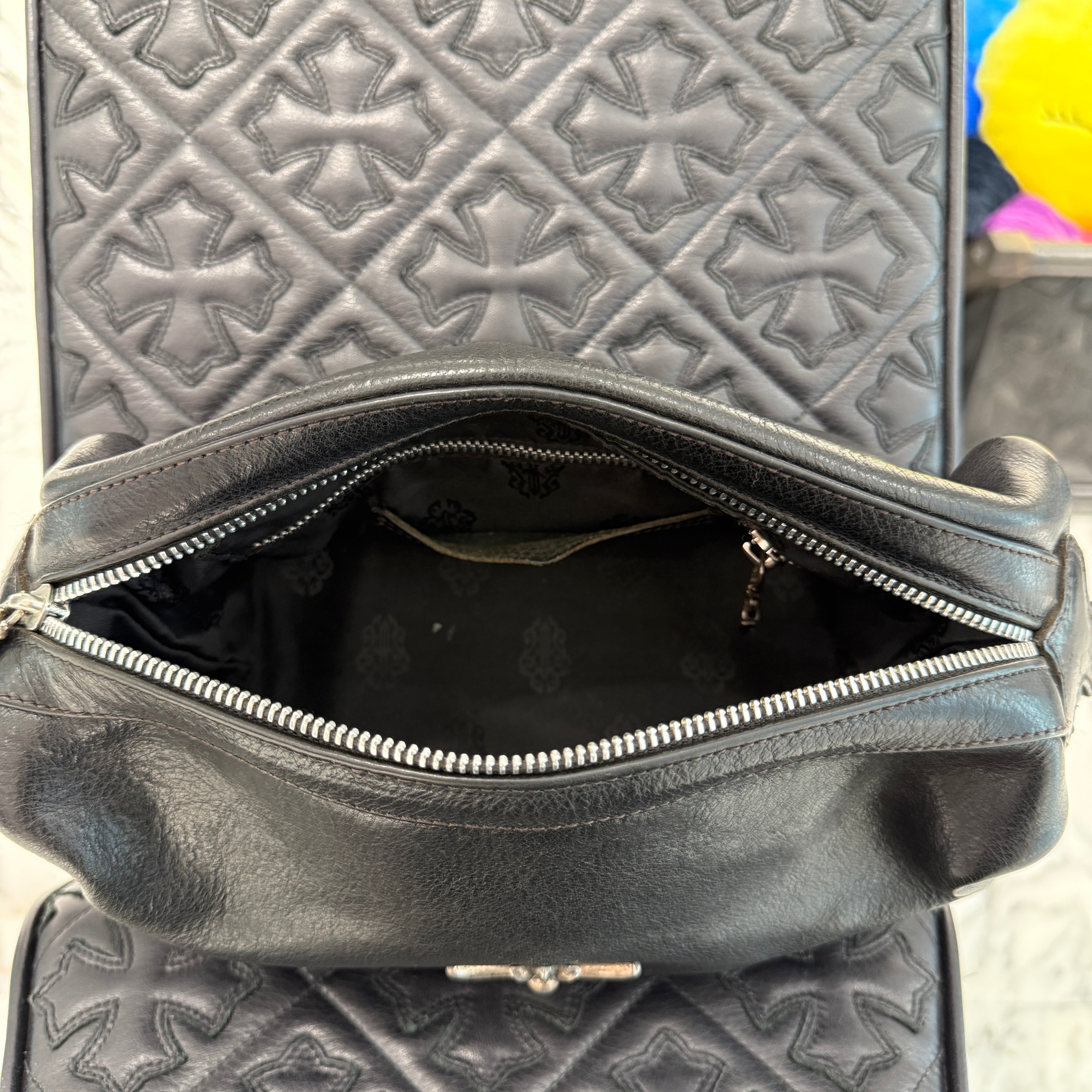 CHROME HEARTS Large Cross Leather Shaving Bag クロムハーツ ラージクロス レザーシェービングバッグ