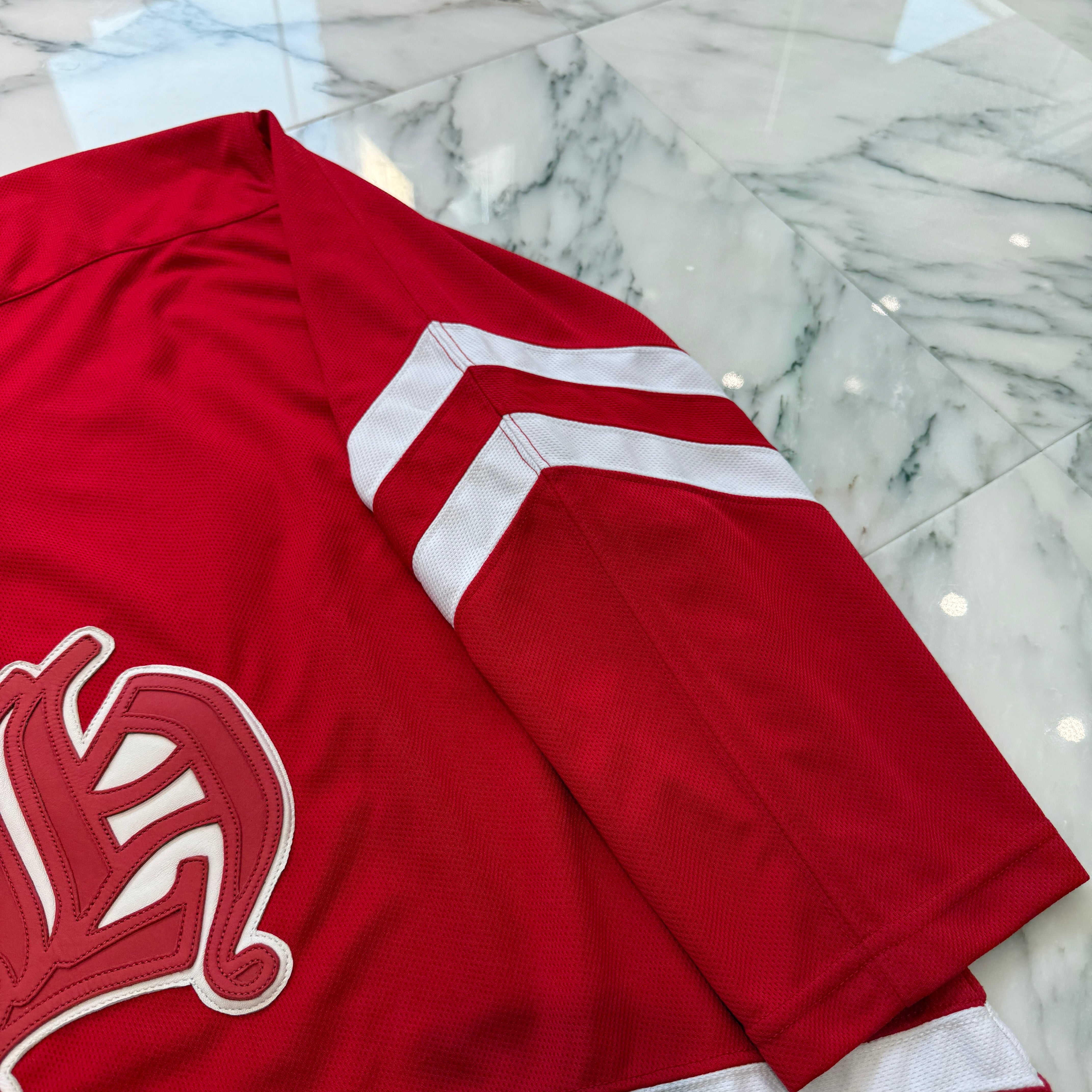 CHROME HEARTS × MATTY BOY Leather Chomper Patch Hockey Jersey Long Sleeve Tee Size M クロムハーツ×マティボーイ レザーチョンパーパッチ ホッケージャージー ロングスリーブTシャツ サイズＭ