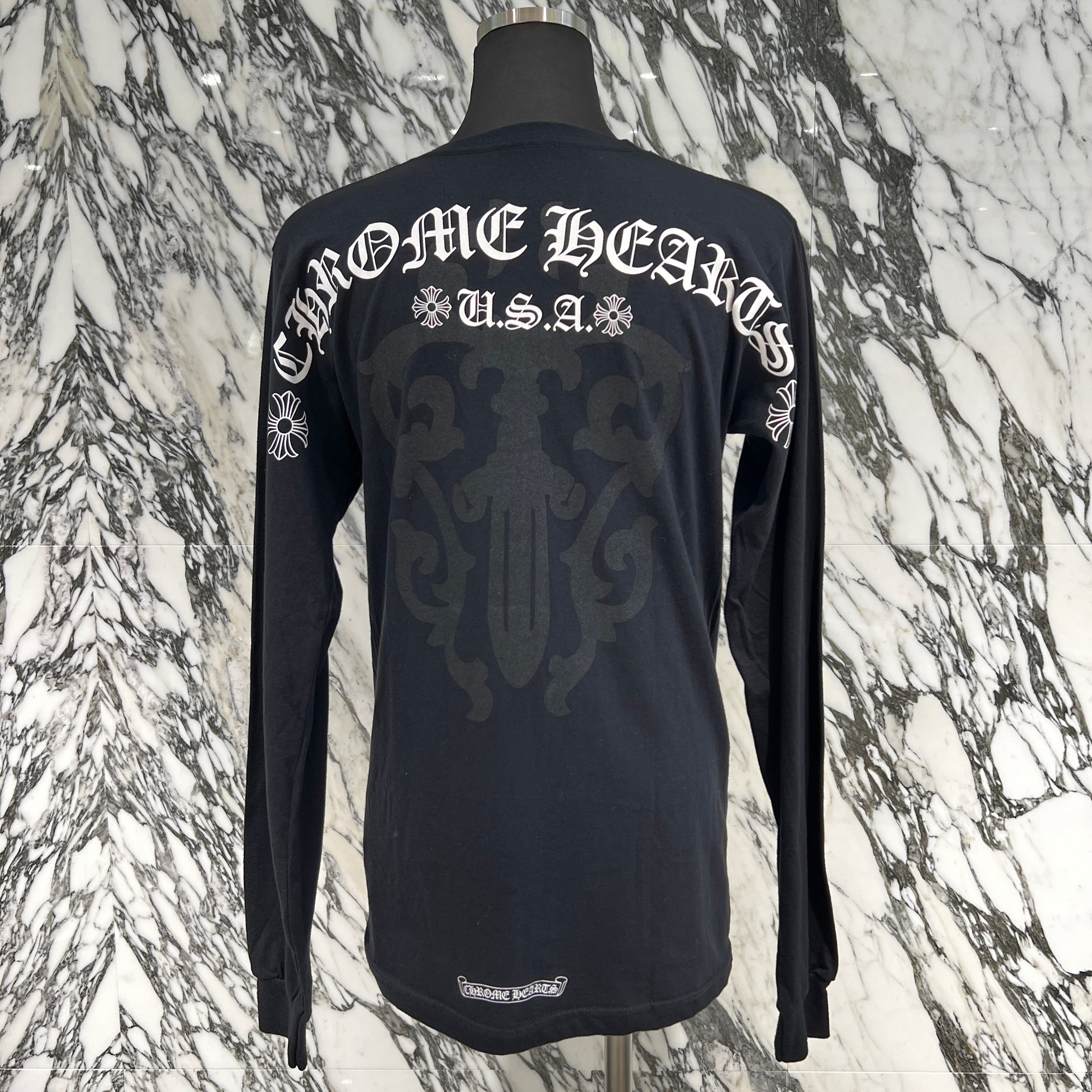 CHROME HEARTS Back Dagger Arch Logo USA Long Sleeve Tee Size S クロムハーツ バックダガー アーチロゴ USA ロングスリーブ Tシャツ サイズS