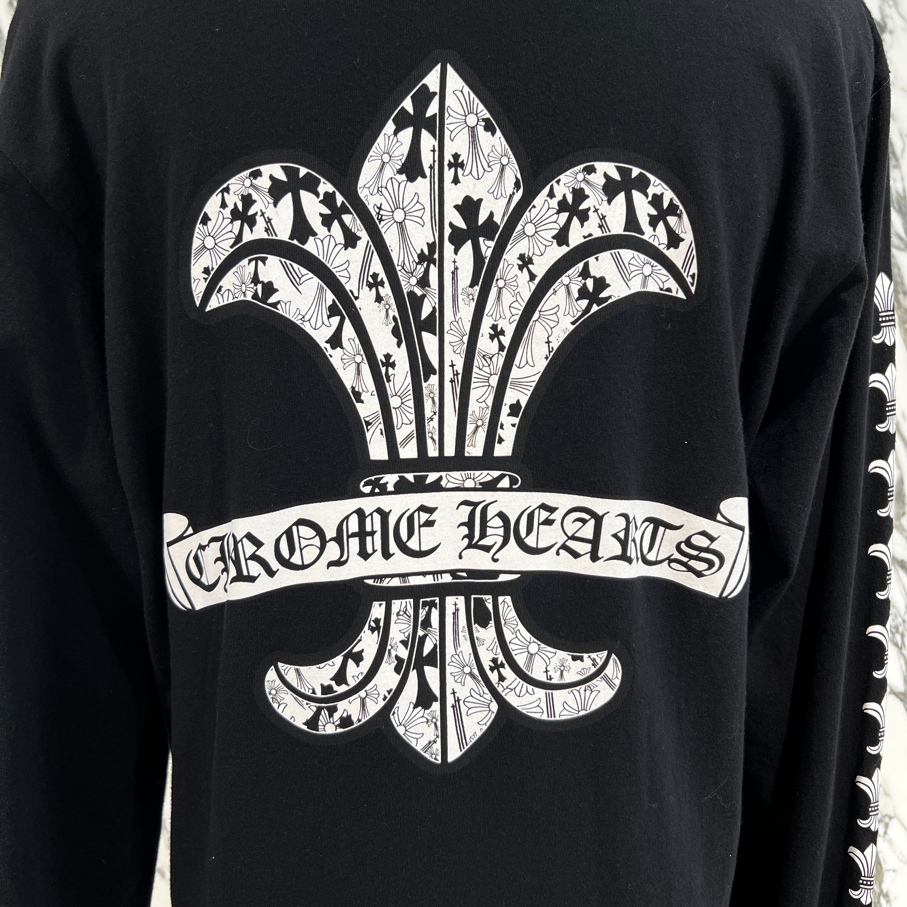 CHROME HEARTS Back Scroll BS FLARE Print Long Sleeve Tee Size M クロムハーツ バックスクロール BSフレア プリント ロングスリーブ Tシャツ サイズM