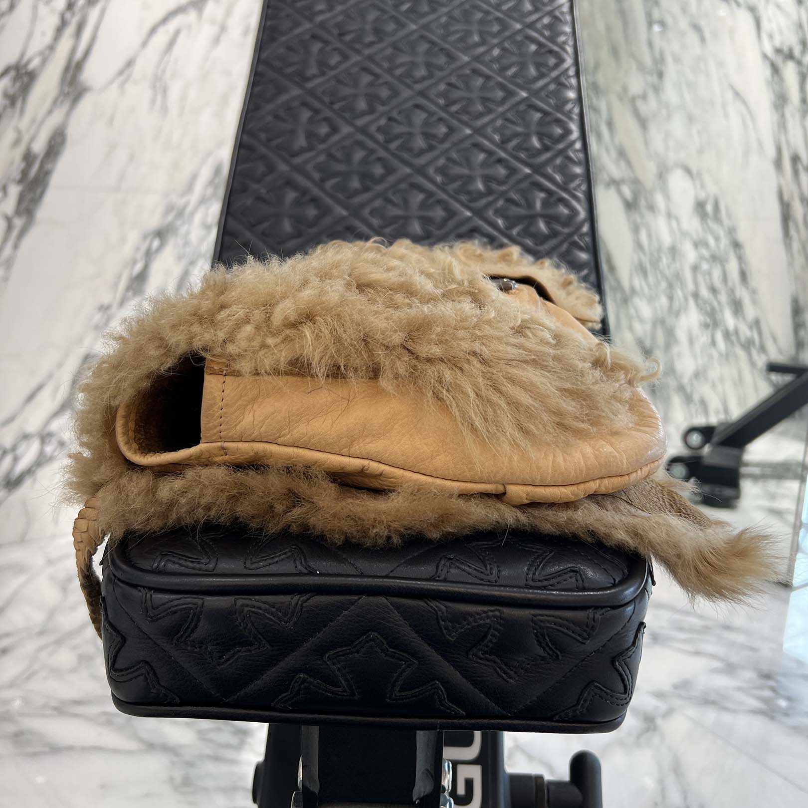 CHROME HEARTS Large Cross Mouton fur Miss Bean Bag クロムハーツ ラージクロス ムートンファー ミス ビーン バッグ