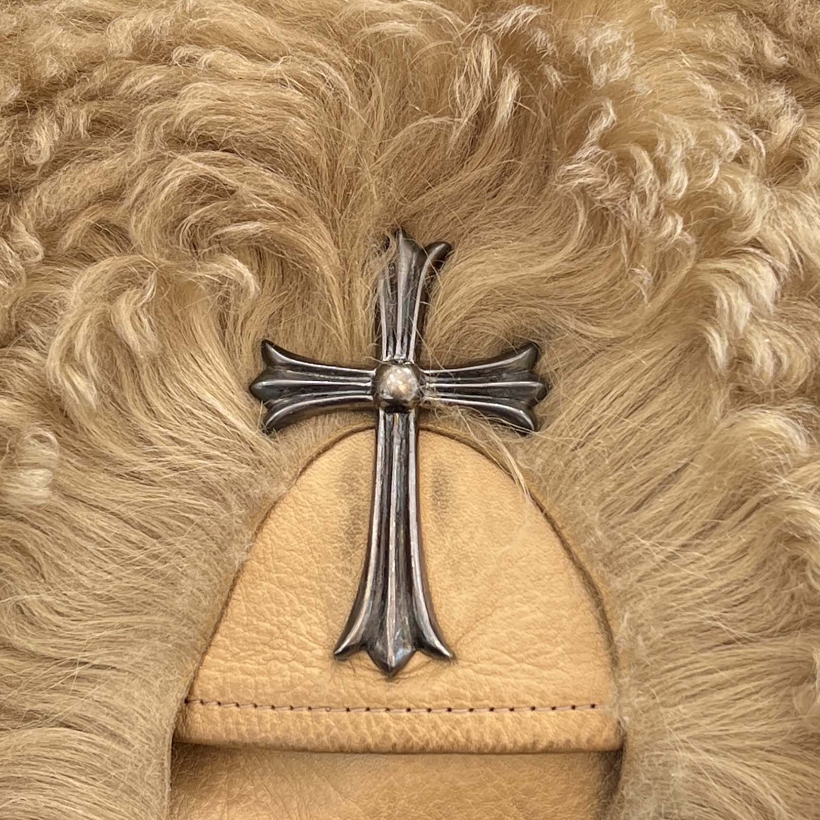 CHROME HEARTS Large Cross Mouton fur Miss Bean Bag クロムハーツ ラージクロス ムートンファー ミス ビーン バッグ