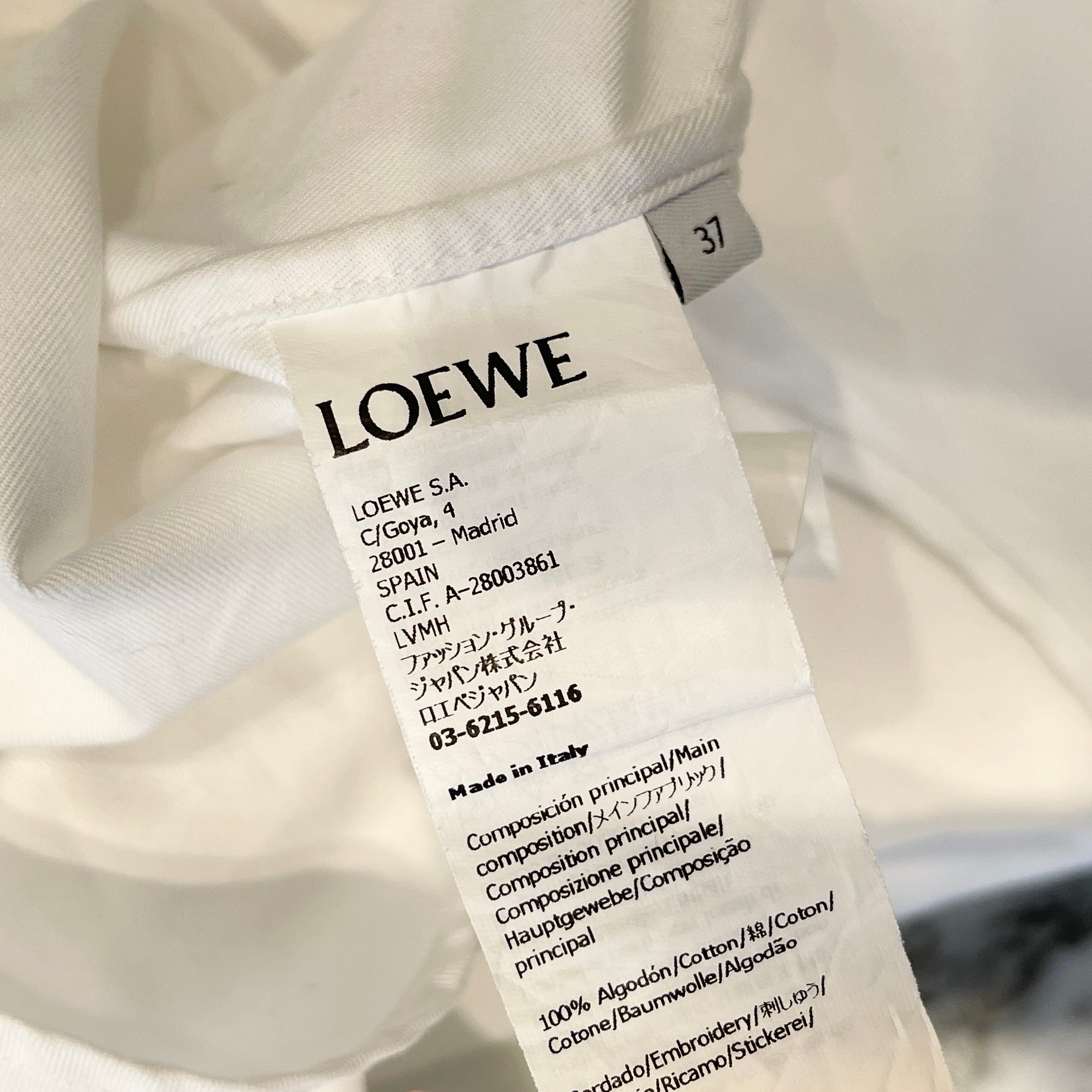 LOEWE 2024SS Embroidery Anagram Logo Shirt H526Y05X46 Size 37 ロエベ 刺繍 アナグラム ロゴ シャツ ワイシャツ サイズ37