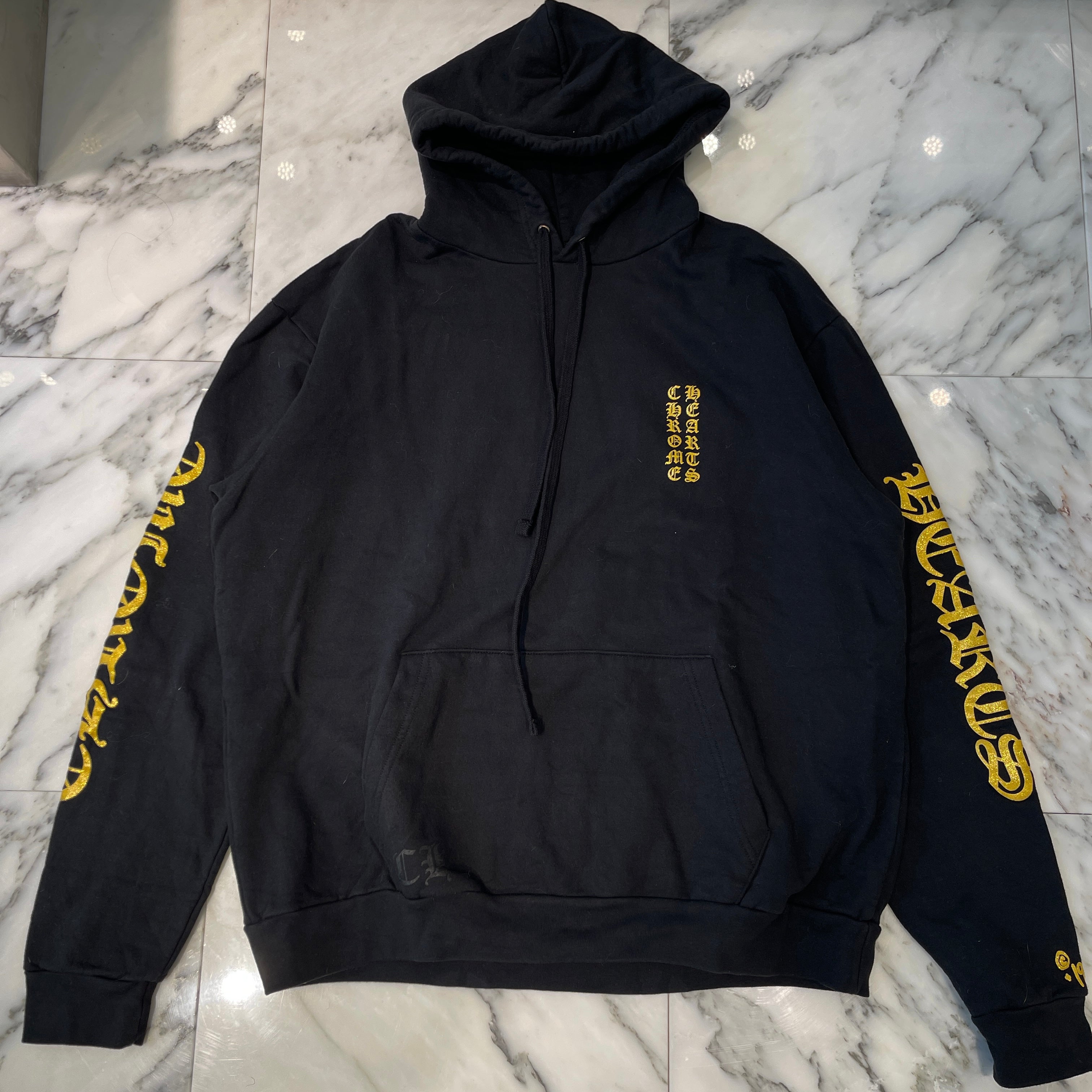 CHROME HEARTS 1988 Vertical Logo Glitter Pullover hoodie Size L クロムハーツ 1988 ヴァーティカルロゴ グリッタープルオーバーフーディー サイズL