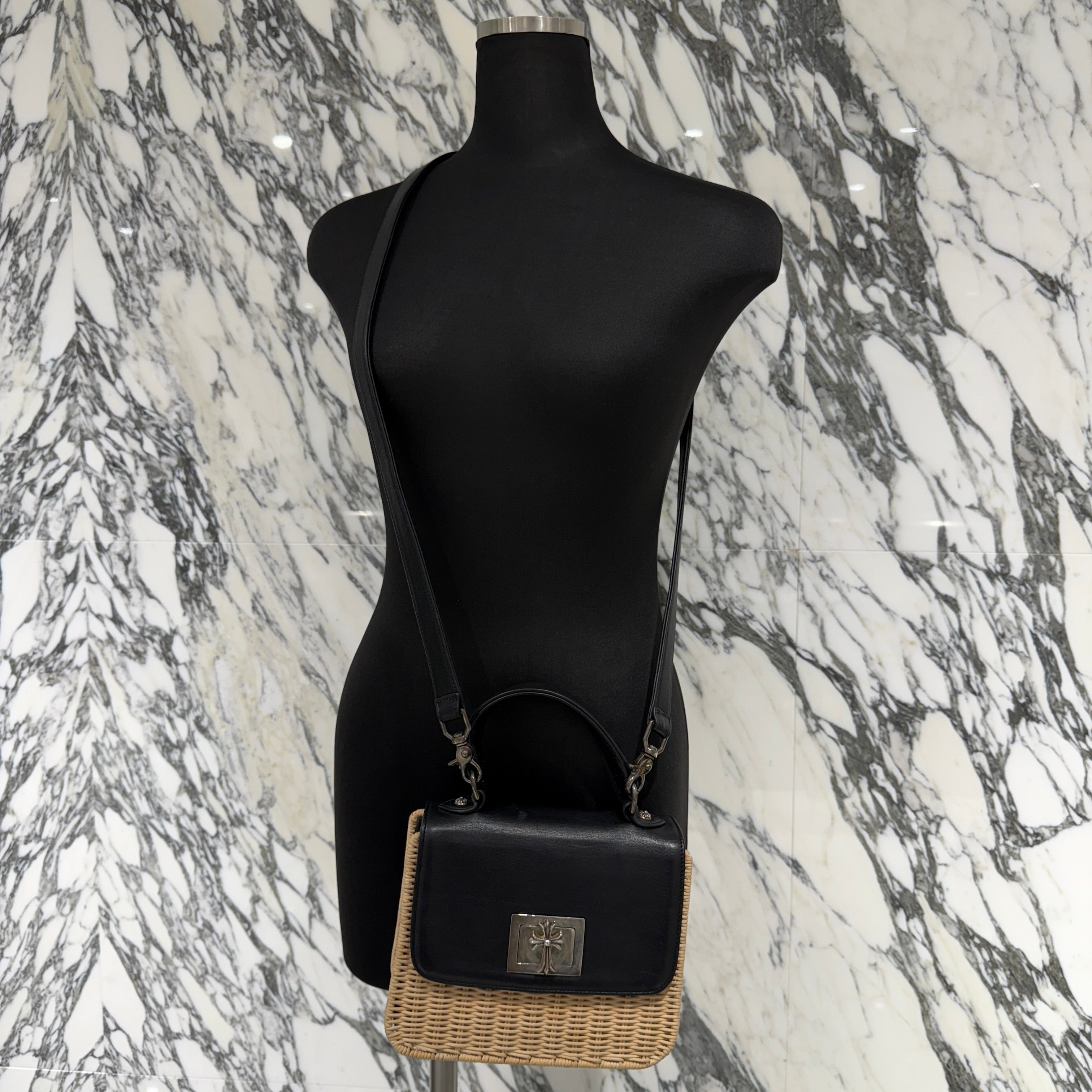 CHROME HEARTS CH Cross Leather Straw Bag クロムハーツ CHクロス レザー ストローバッグ