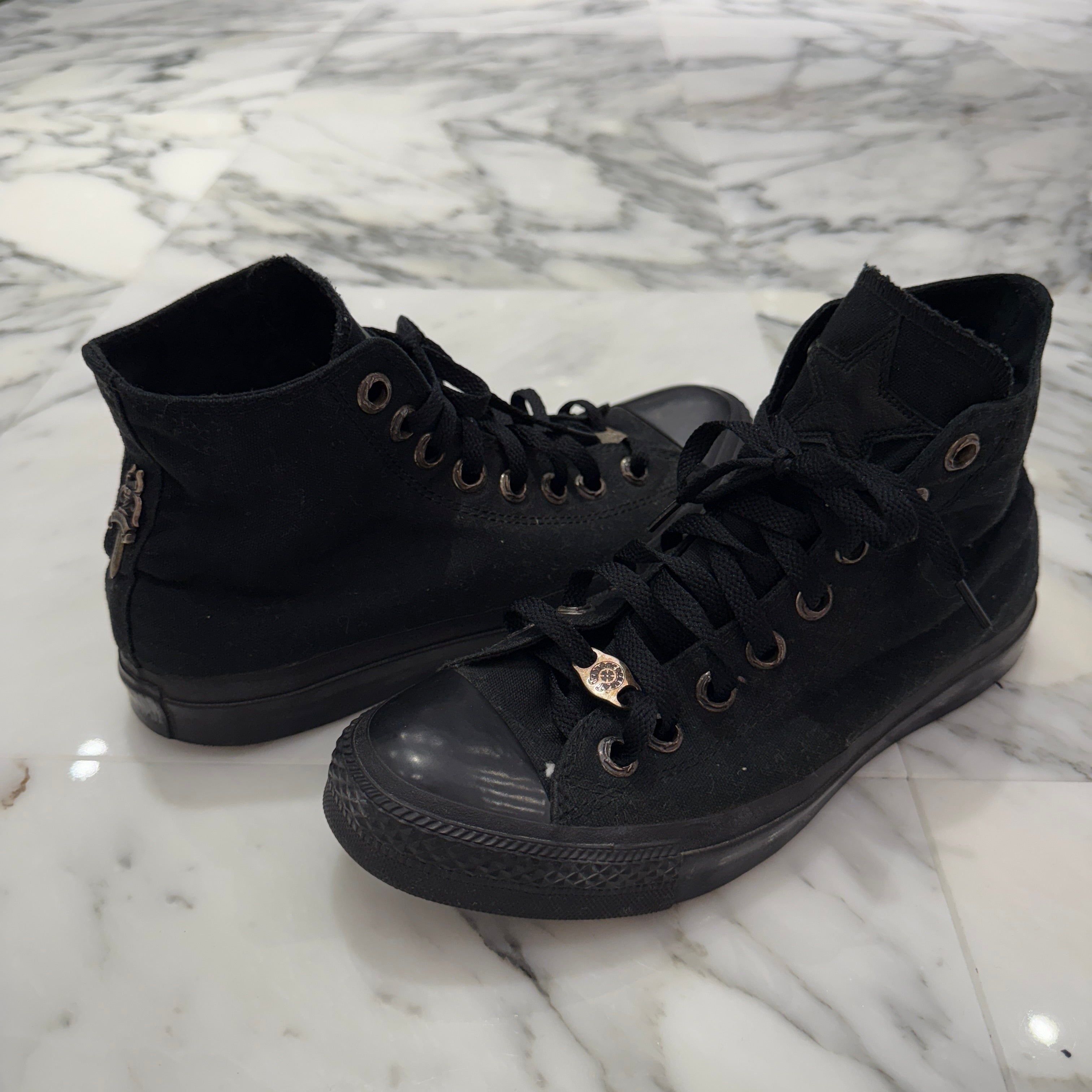 CHROME HEARTS × CONVERSE ALL STAR Silver Dagger Canvas High Top