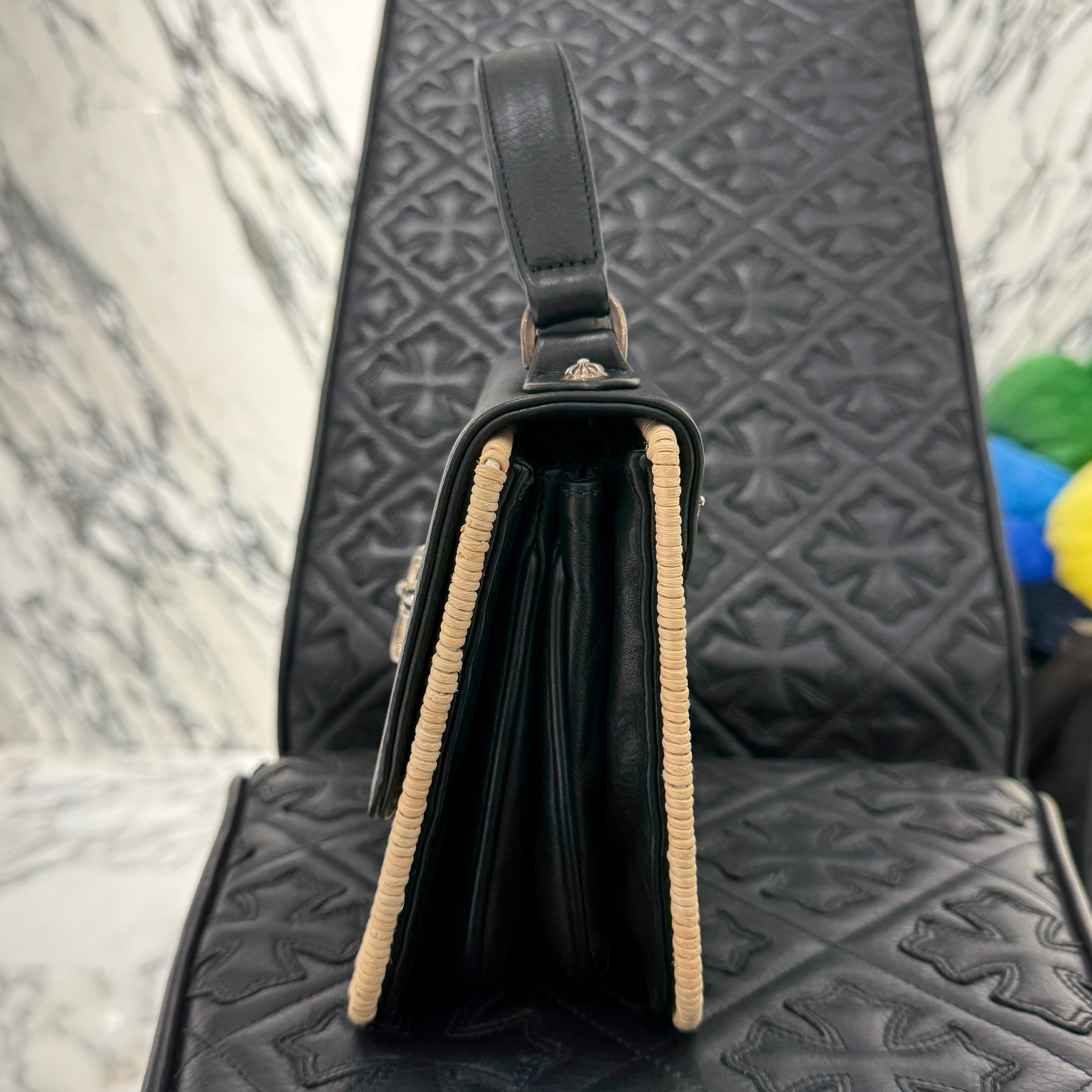 CHROME HEARTS CH Cross Leather Straw Bag クロムハーツ CHクロス レザー ストローバッグ