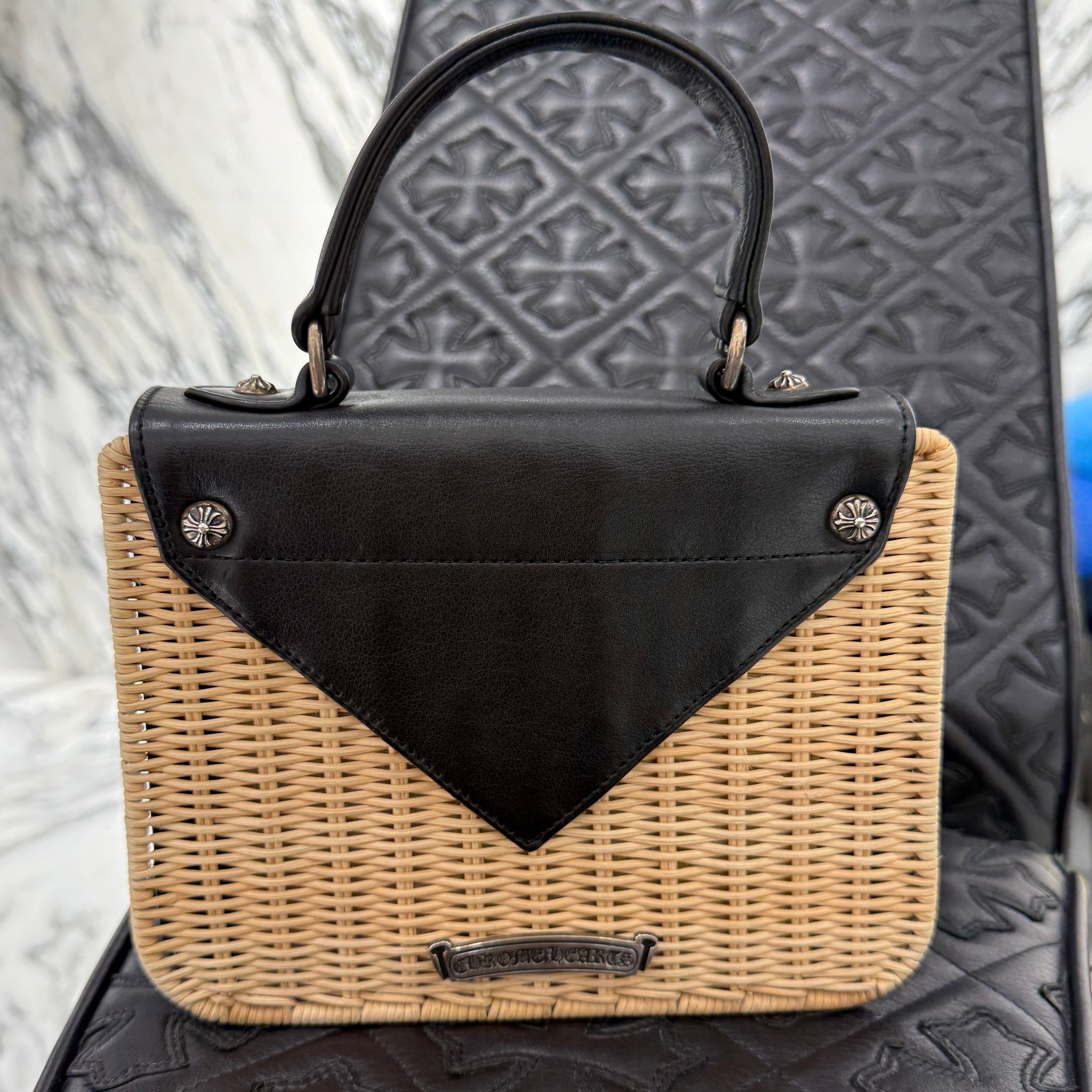 CHROME HEARTS CH Cross Leather Straw Bag クロムハーツ CHクロス レザー ストローバッグ