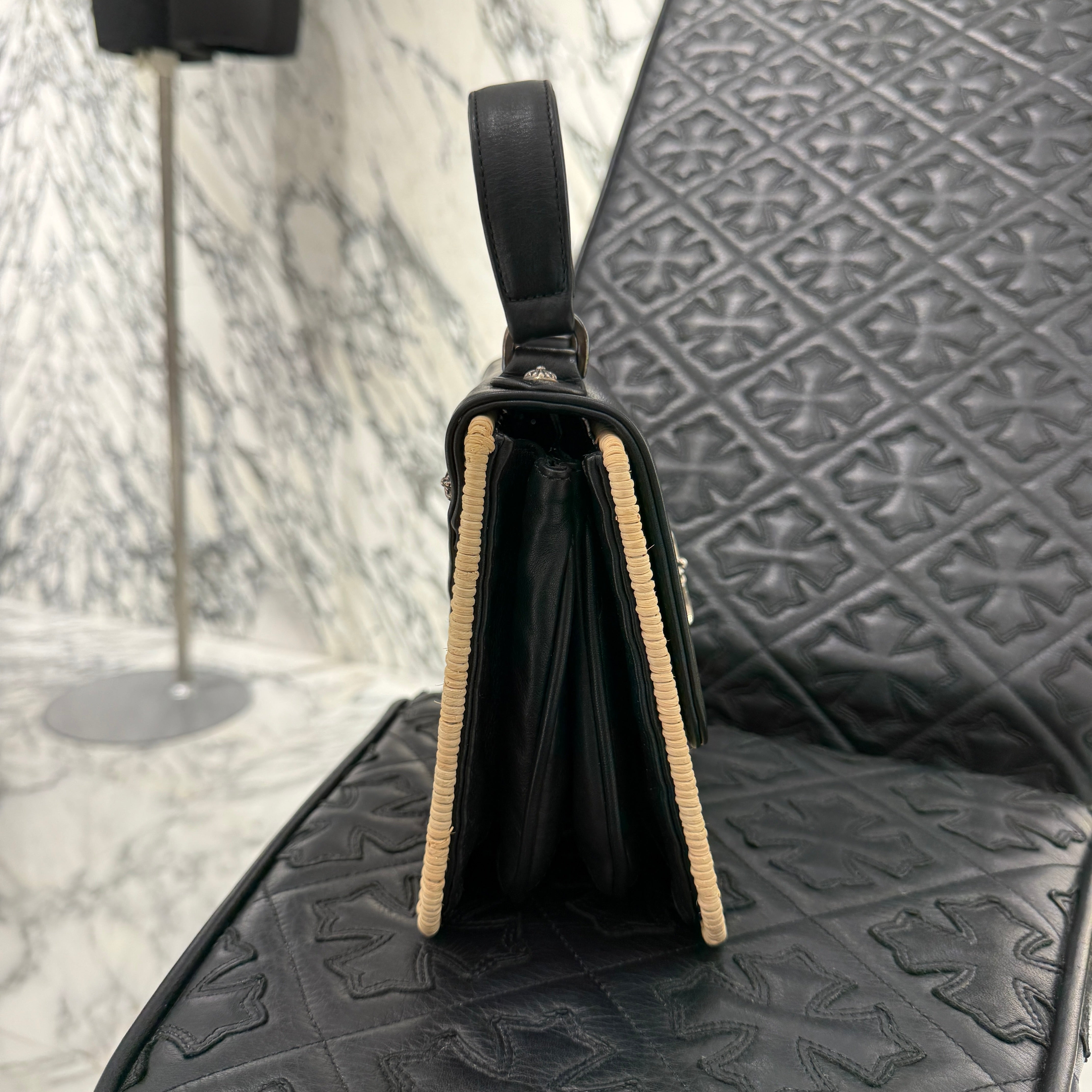 CHROME HEARTS CH Cross Leather Straw Bag クロムハーツ CHクロス レザー ストローバッグ