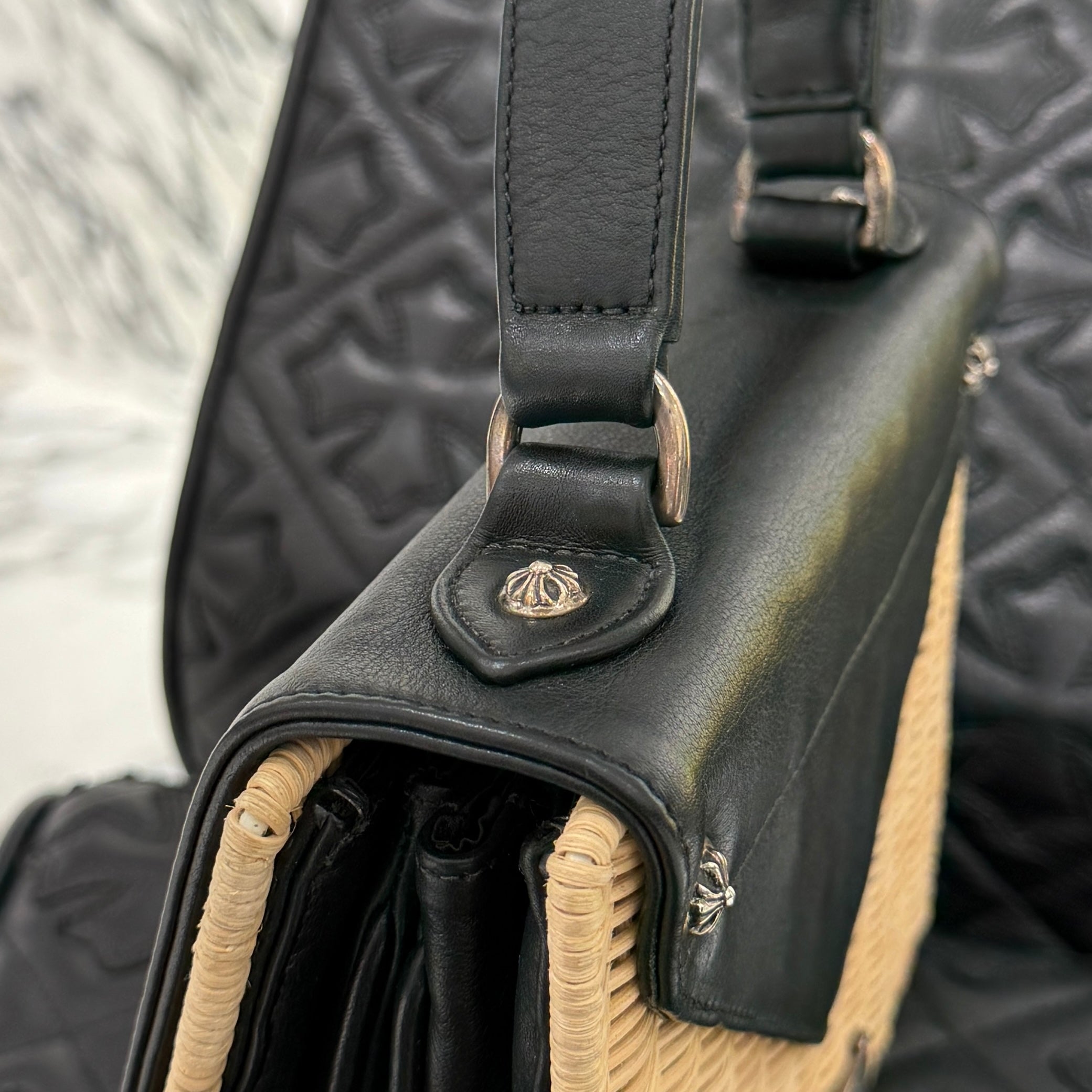 CHROME HEARTS CH Cross Leather Straw Bag クロムハーツ CHクロス レザー ストローバッグ