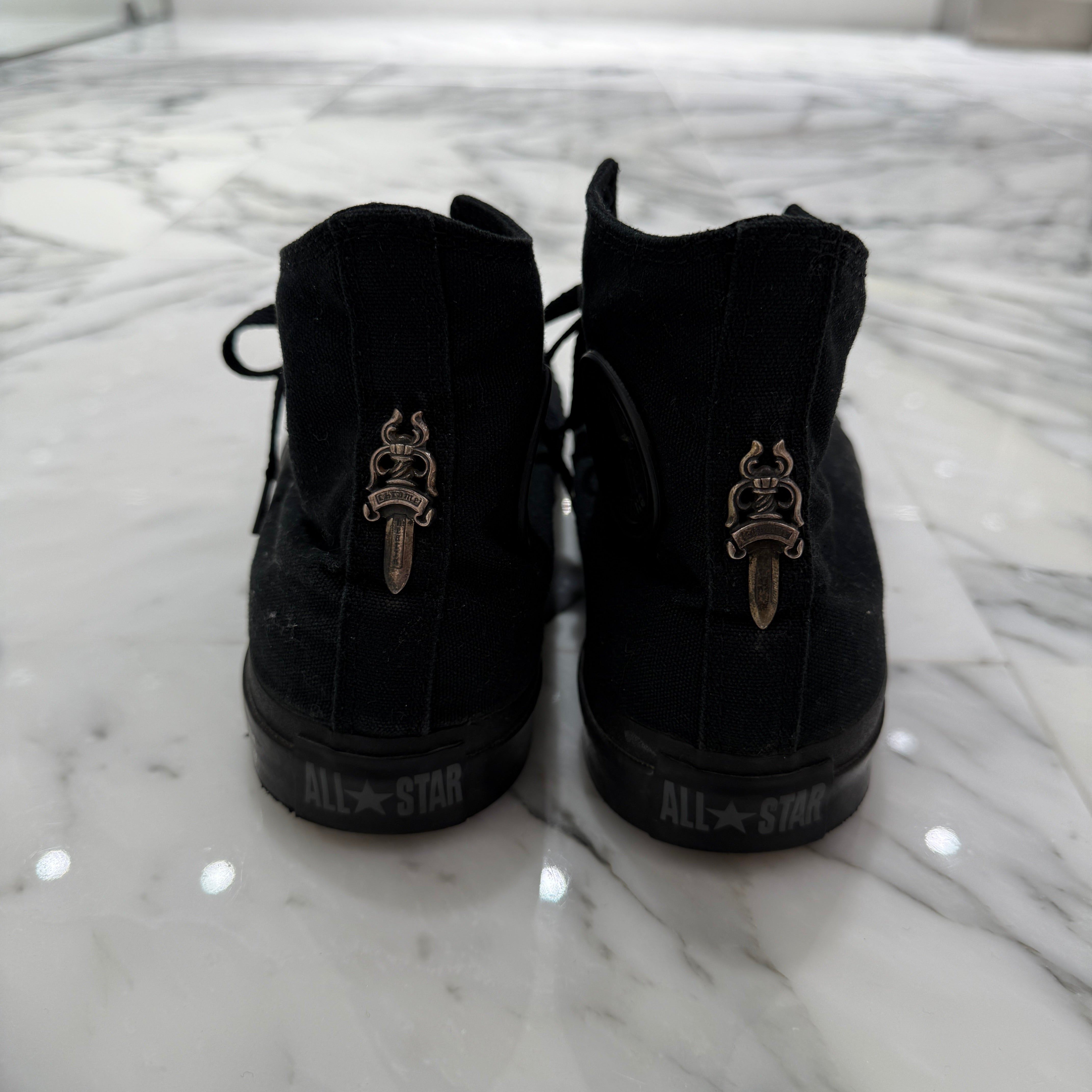 CHROME HEARTS × CONVERSE ALL STAR Silver Dagger Canvas High Top Sneakers Size 26.0cm クロムハーツ × コンバース オールスター シルバーダガー キャンバス ハイカットスニーカー サイズ26.0cm