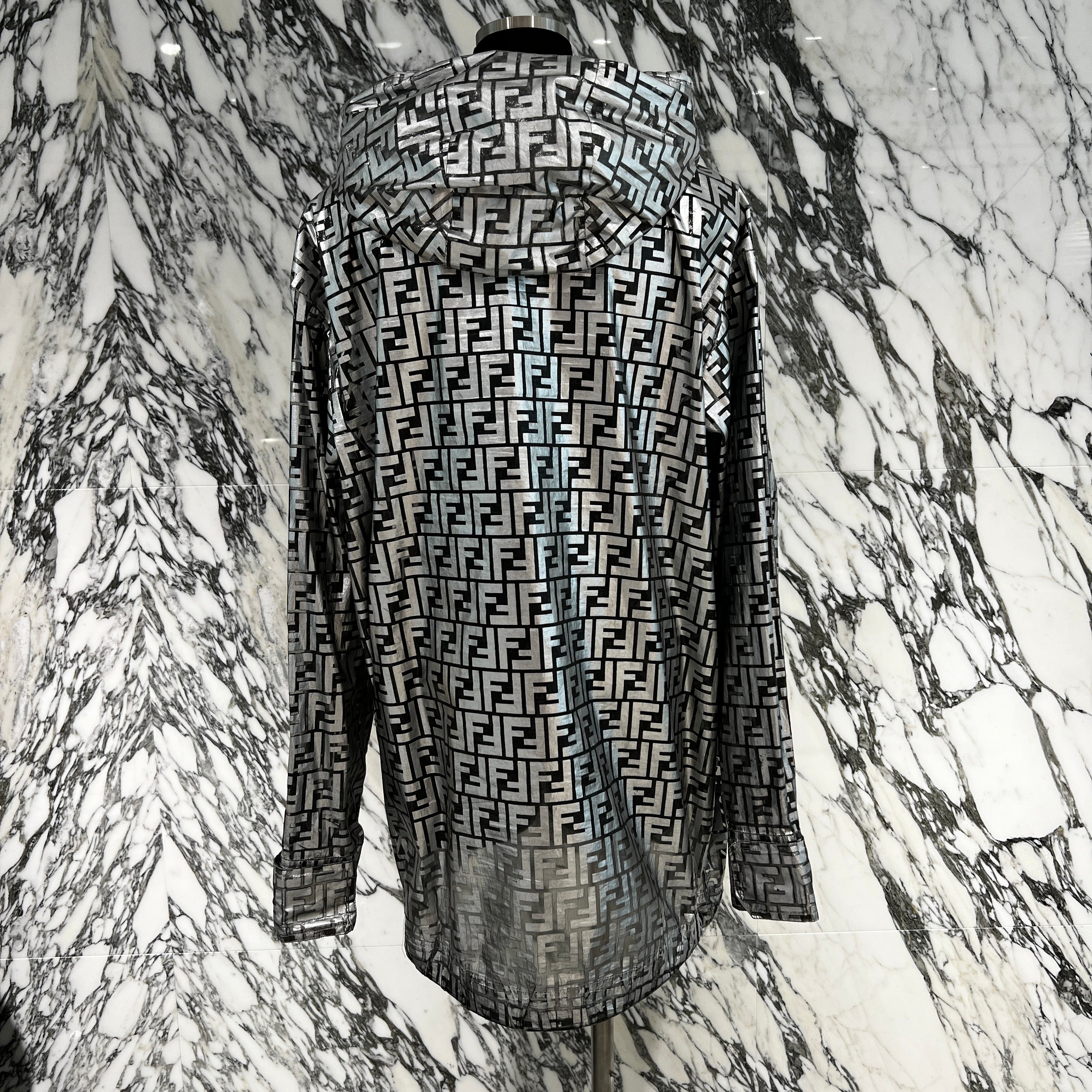 FENDI × Nicki Minaj 2022SS FF Logo Print Silver Nylon Blouson