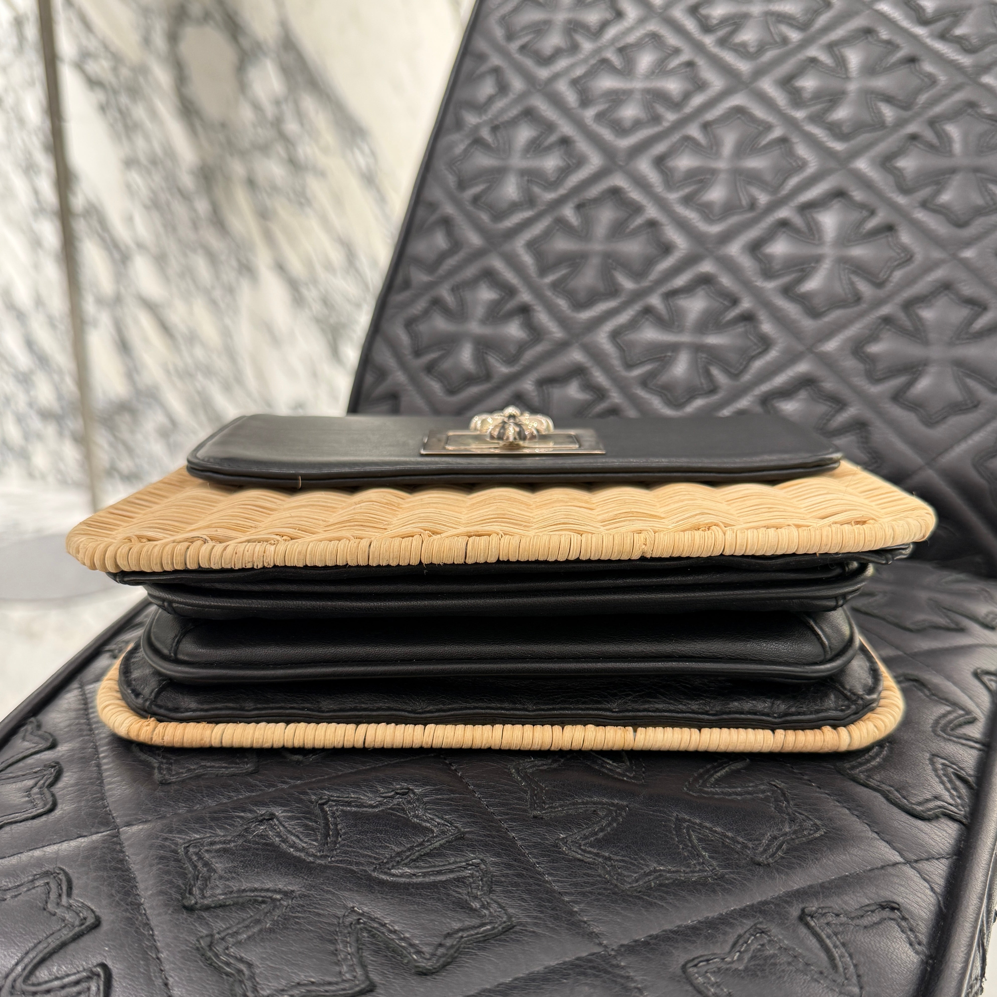 CHROME HEARTS CH Cross Leather Straw Bag クロムハーツ CHクロス レザー ストローバッグ