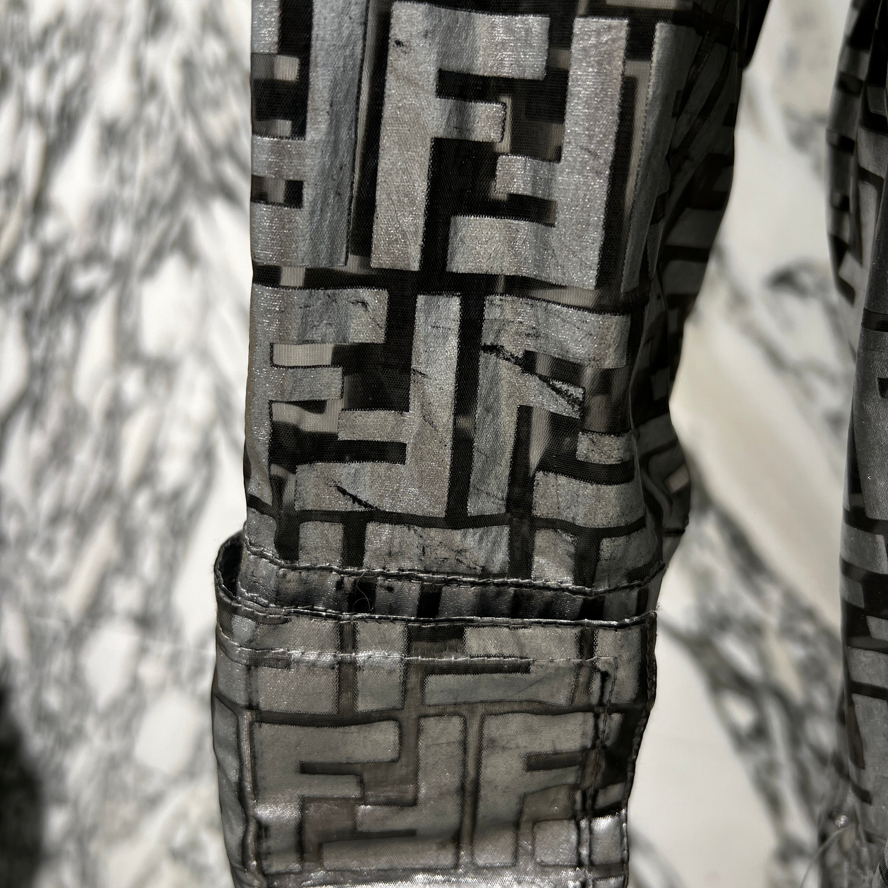 FENDI × Nicki Minaj 2022SS FF Logo Print Silver Nylon Blouson Jacket FAA470 AB3L Size 40 フェンディ × ニッキーミナージュ FFロゴプリント ナイロン ブルゾン ジャケット サイズ40