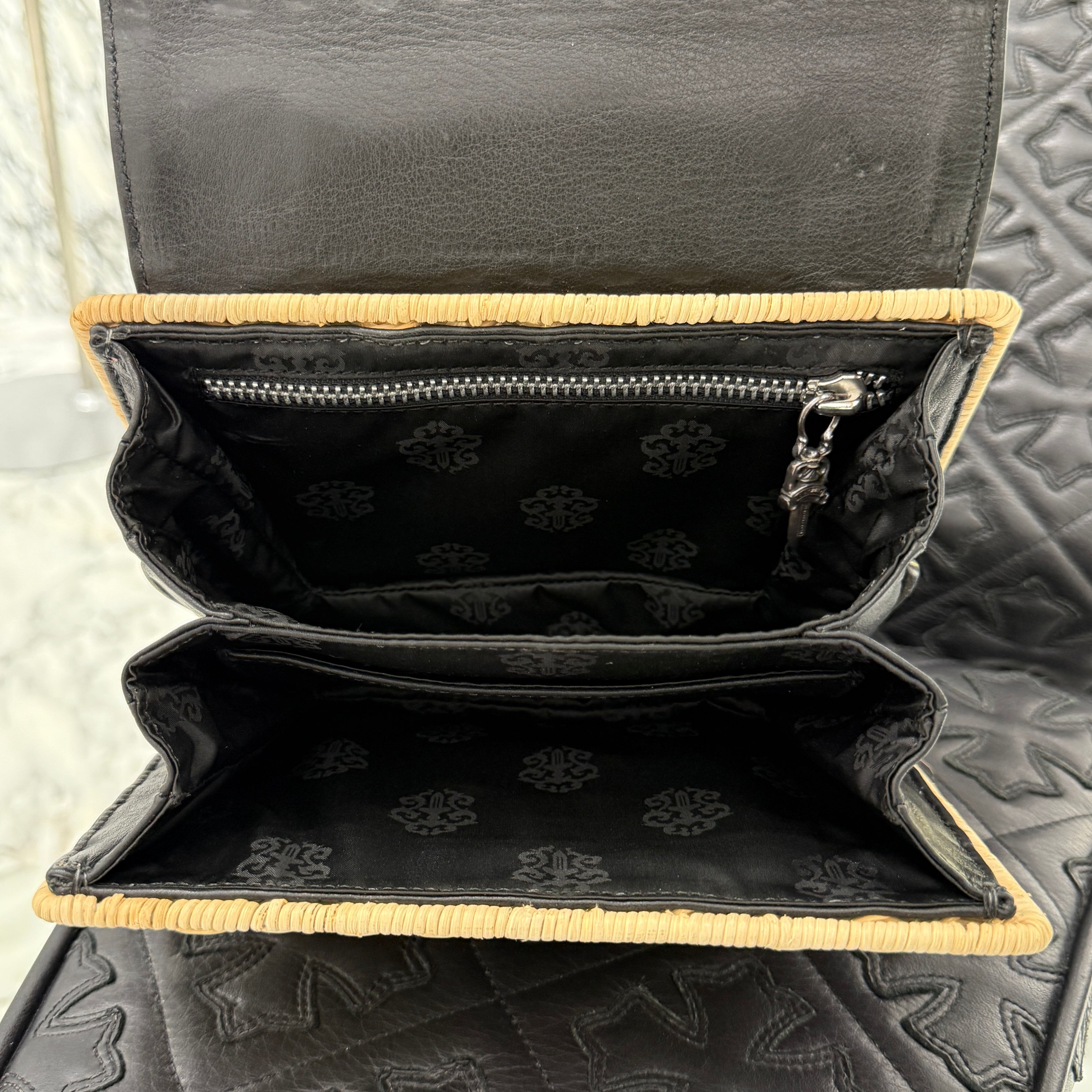 CHROME HEARTS CH Cross Leather Straw Bag クロムハーツ CHクロス レザー ストローバッグ