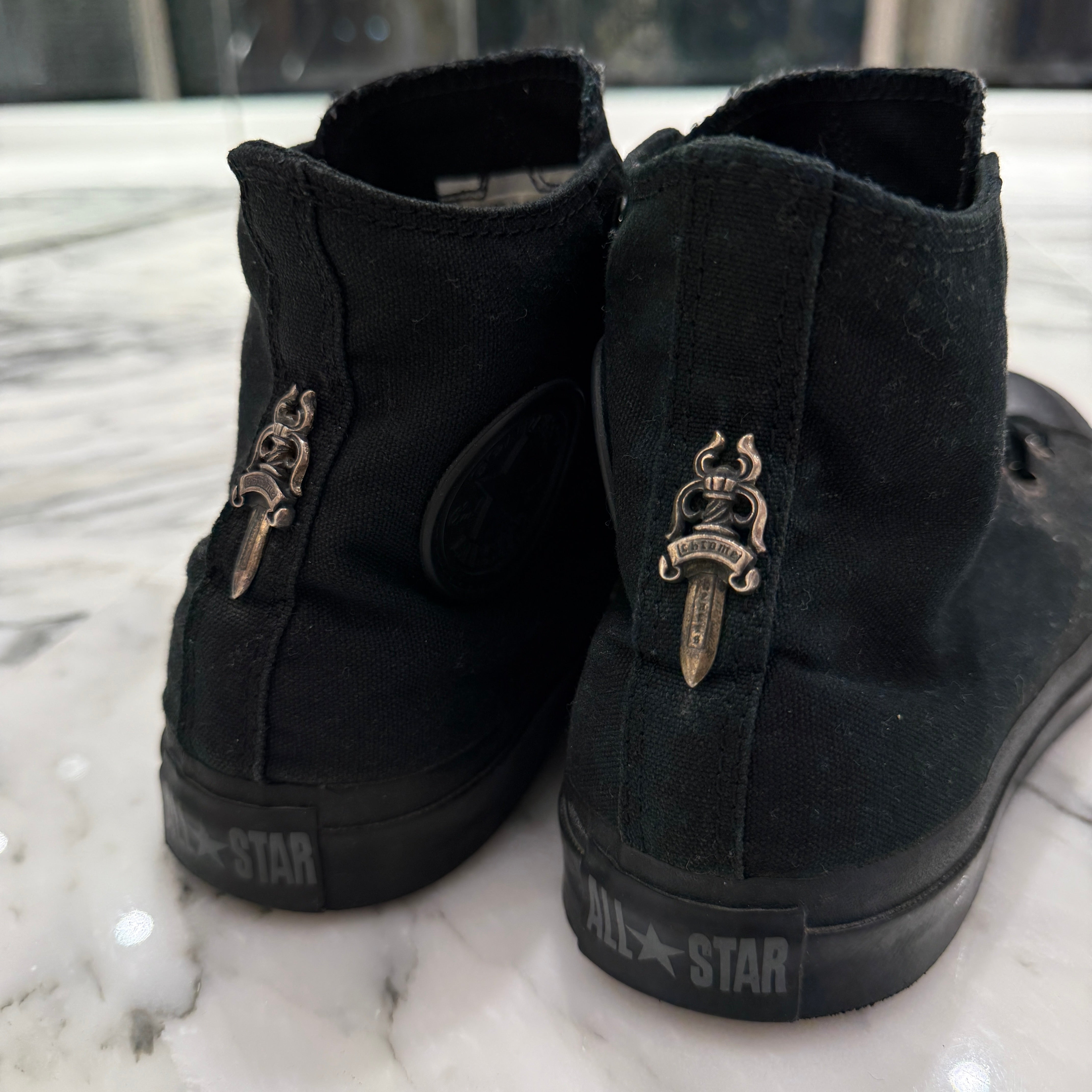 CHROME HEARTS × CONVERSE ALL STAR Silver Dagger Canvas High Top Sneakers Size 26.0cm クロムハーツ × コンバース オールスター シルバーダガー キャンバス ハイカットスニーカー サイズ26.0cm