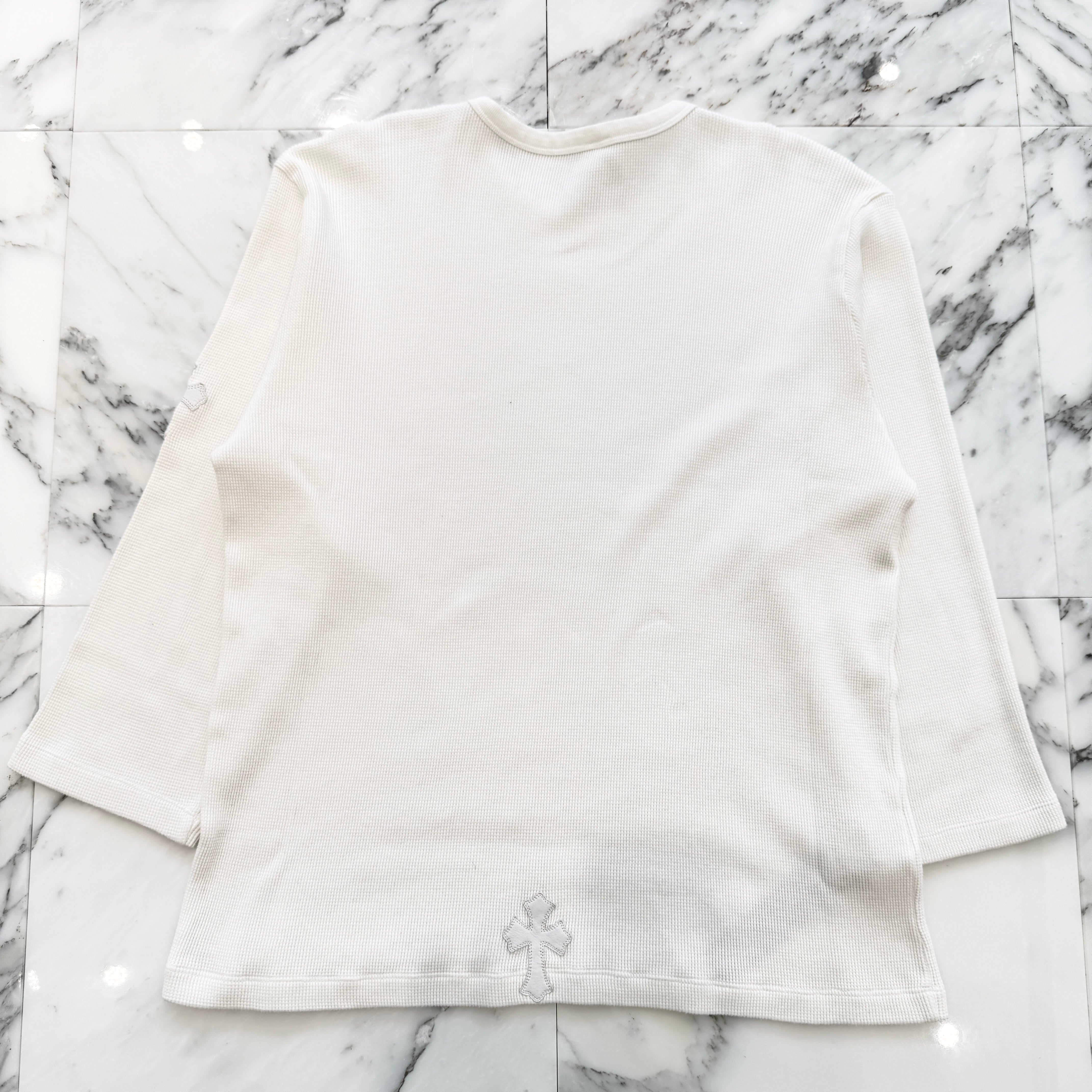 CHROME HEARTS Y Not Leather Cross Patch Thermal Long Sleeve Tee Size XL クロムハーツ ワイノット レザークロスパッチ サーマル ロングスリーブ Tシャツ サイズXL