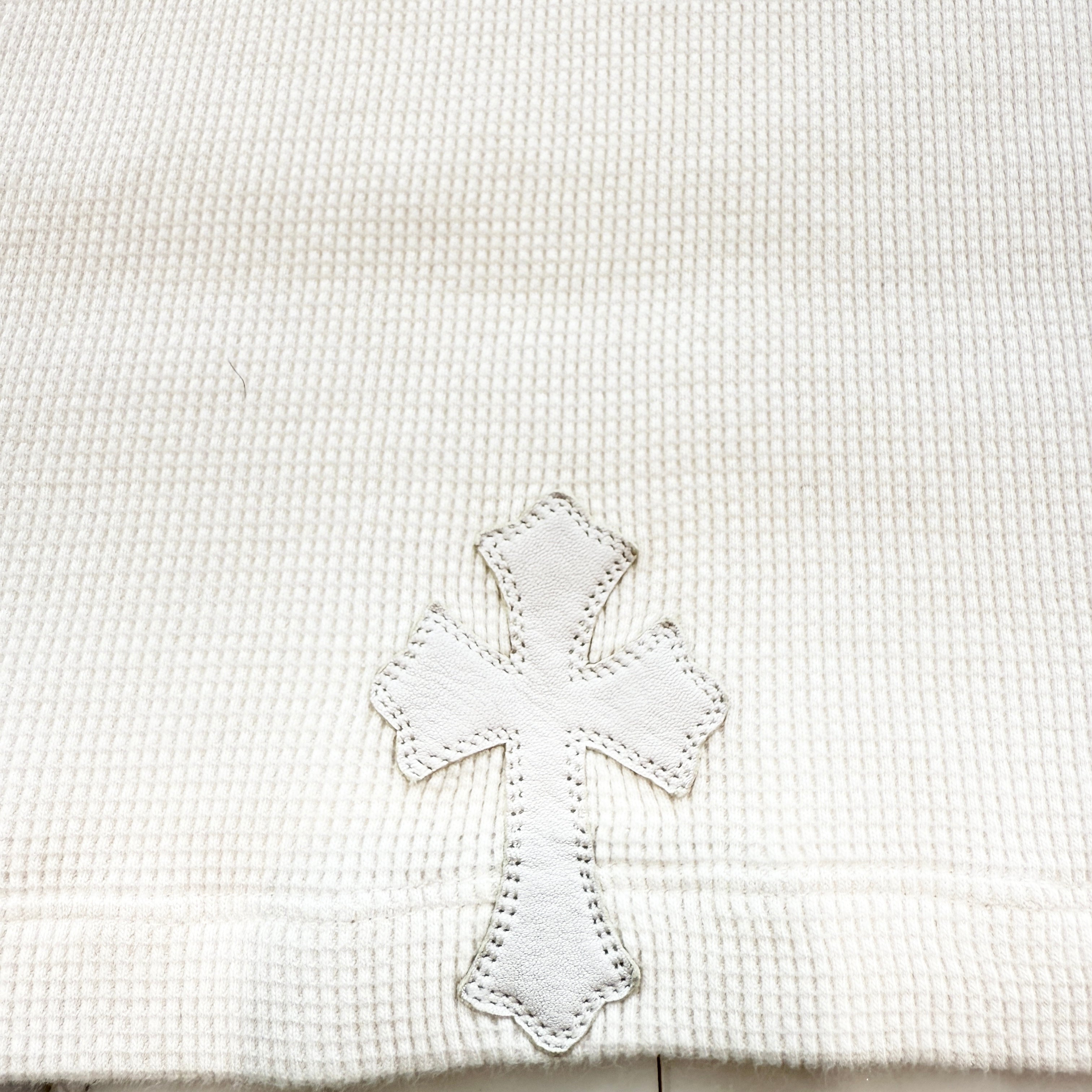 CHROME HEARTS Y Not Leather Cross Patch Thermal Long Sleeve Tee Size XL クロムハーツ ワイノット レザークロスパッチ サーマル ロングスリーブ Tシャツ サイズXL