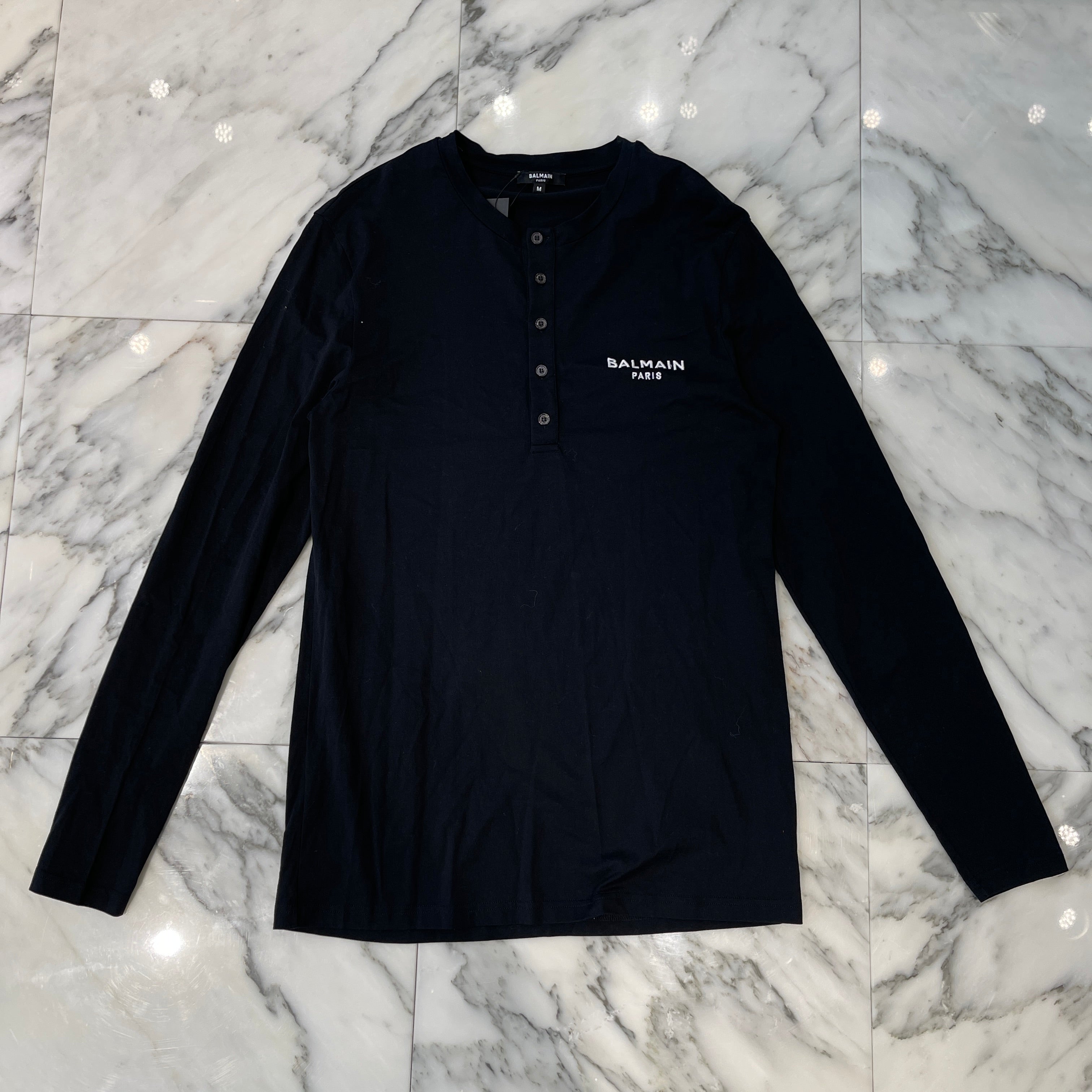 BALMAIN Cotton Long Sleeve Tee BRMF05270 001 Size M バルマン コットン ロングスリーブ Tシャツ サイズM