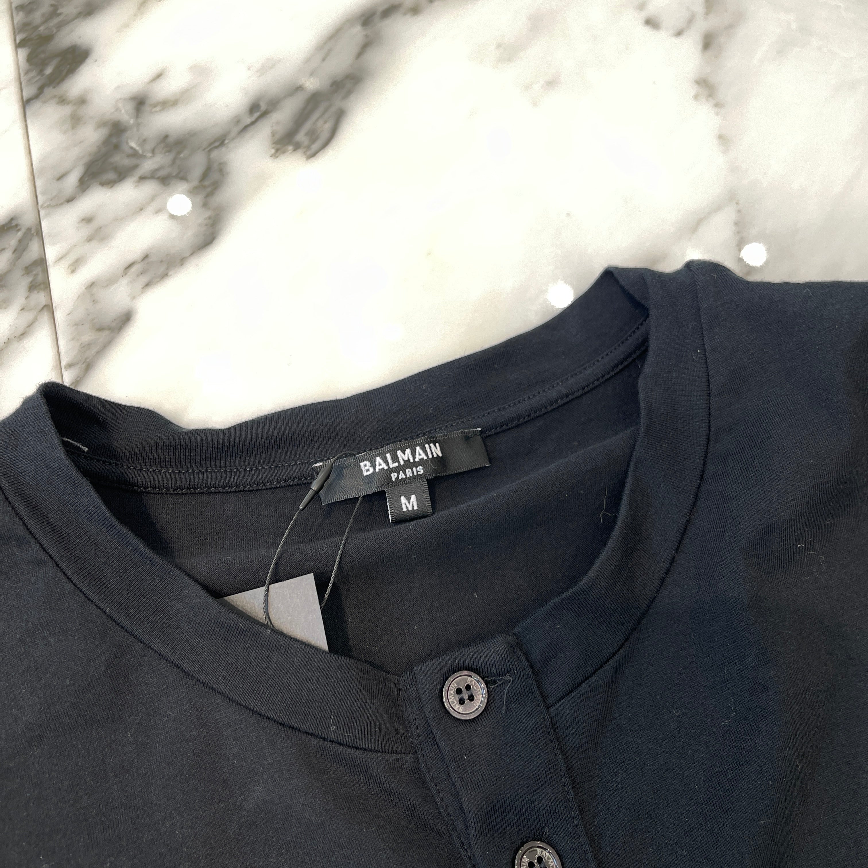 BALMAIN Cotton Long Sleeve Tee BRMF05270 001 Size M バルマン コットン ロングスリーブ Tシャツ サイズM