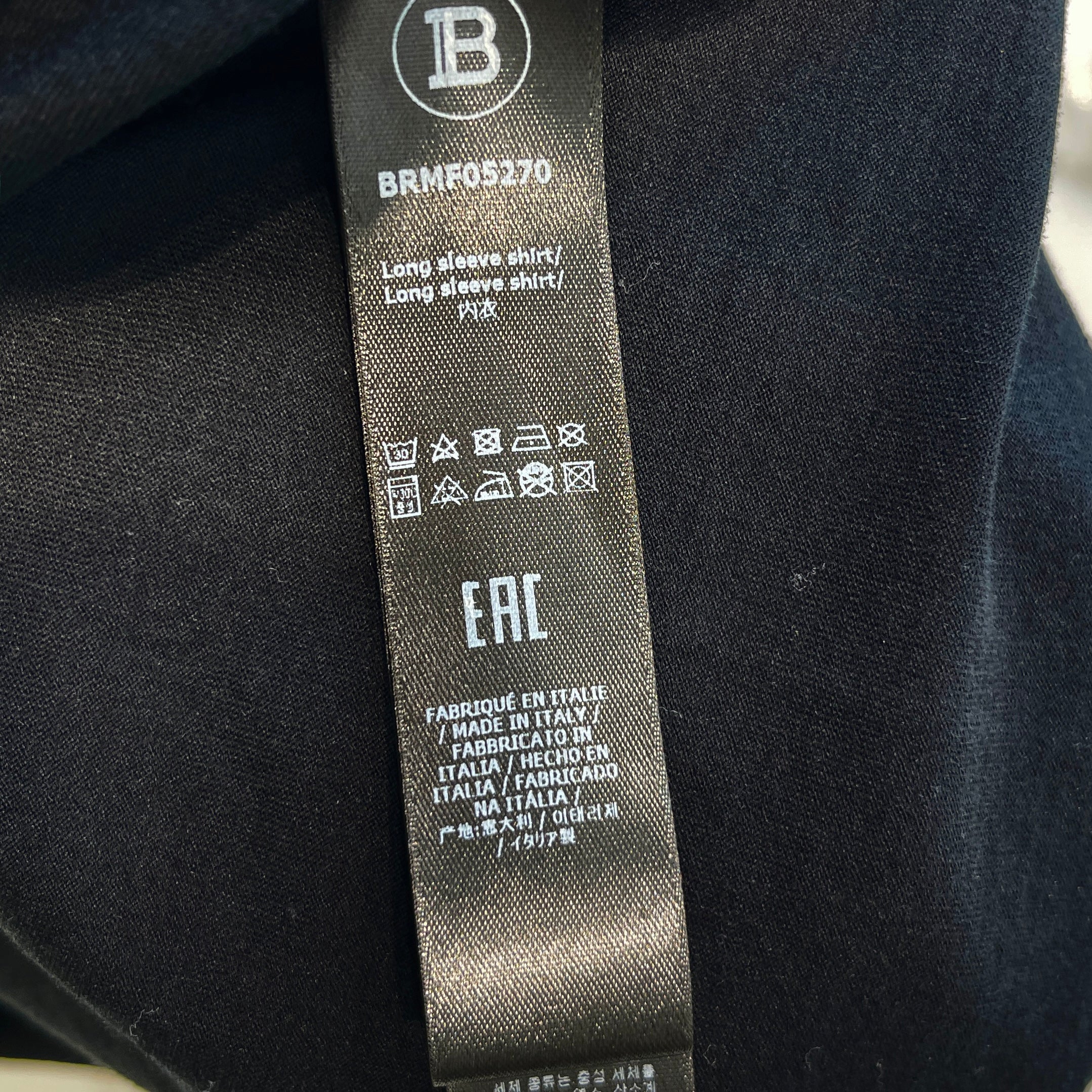 BALMAIN Cotton Long Sleeve Tee BRMF05270 001 Size M バルマン コットン ロングスリーブ Tシャツ サイズM