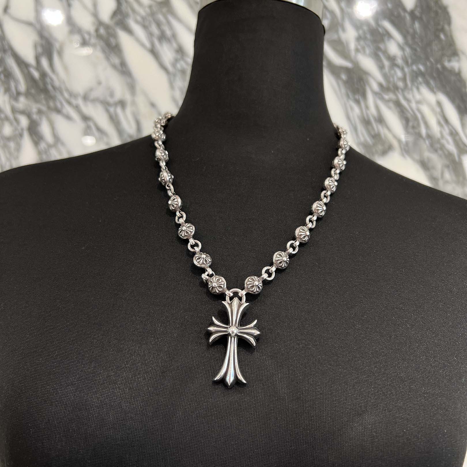 CHROME HEARTS CH Cross Pendant Small with Cross Ball Necklace クロムハーツ CHクロス ペンダント スモール ウィズ クロスボール ネックレス