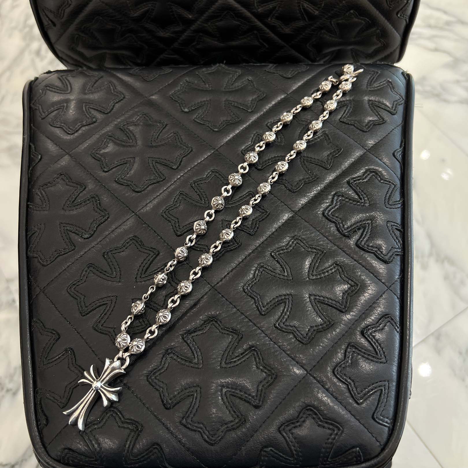CHROME HEARTS CH Cross Pendant Small with Cross Ball Necklace クロムハーツ CHクロス ペンダント スモール ウィズ クロスボール ネックレス