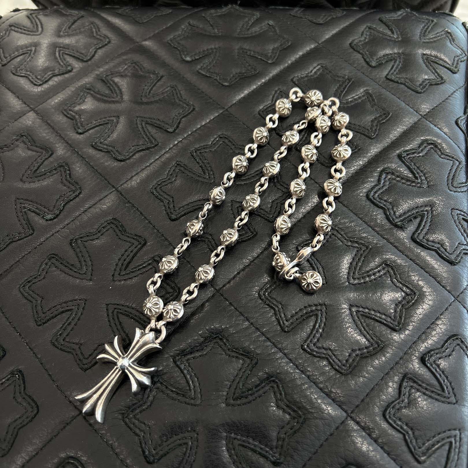 CHROME HEARTS CH Cross Pendant Small with Cross Ball Necklace クロムハーツ CHクロス ペンダント スモール ウィズ クロスボール ネックレス